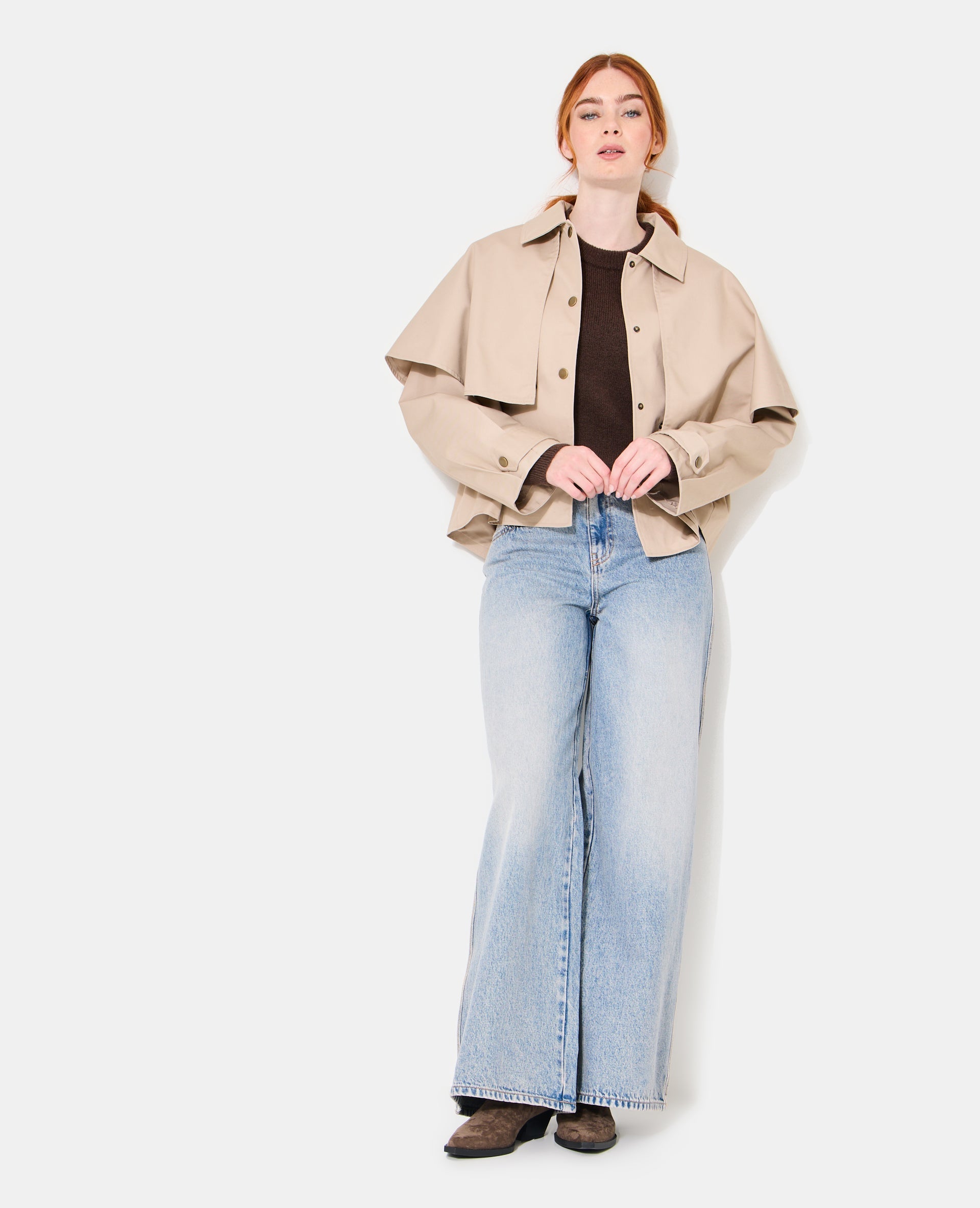 Veste effet trench avec cape