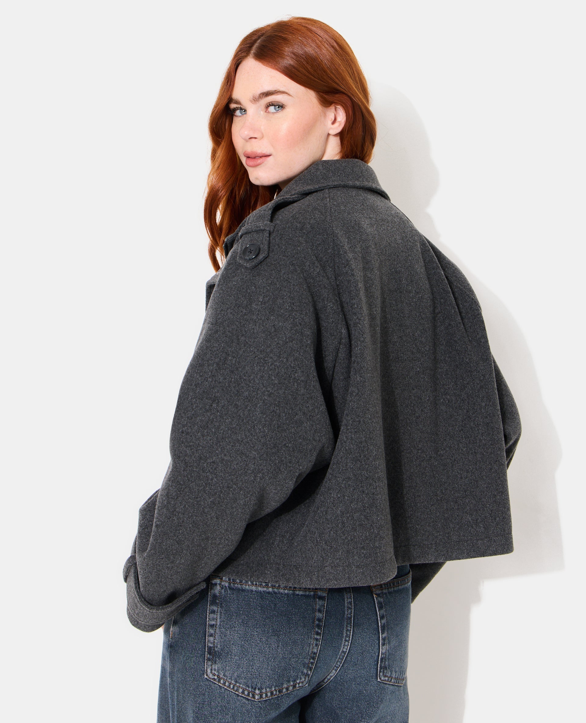 Blouson col montant effet drap de laine