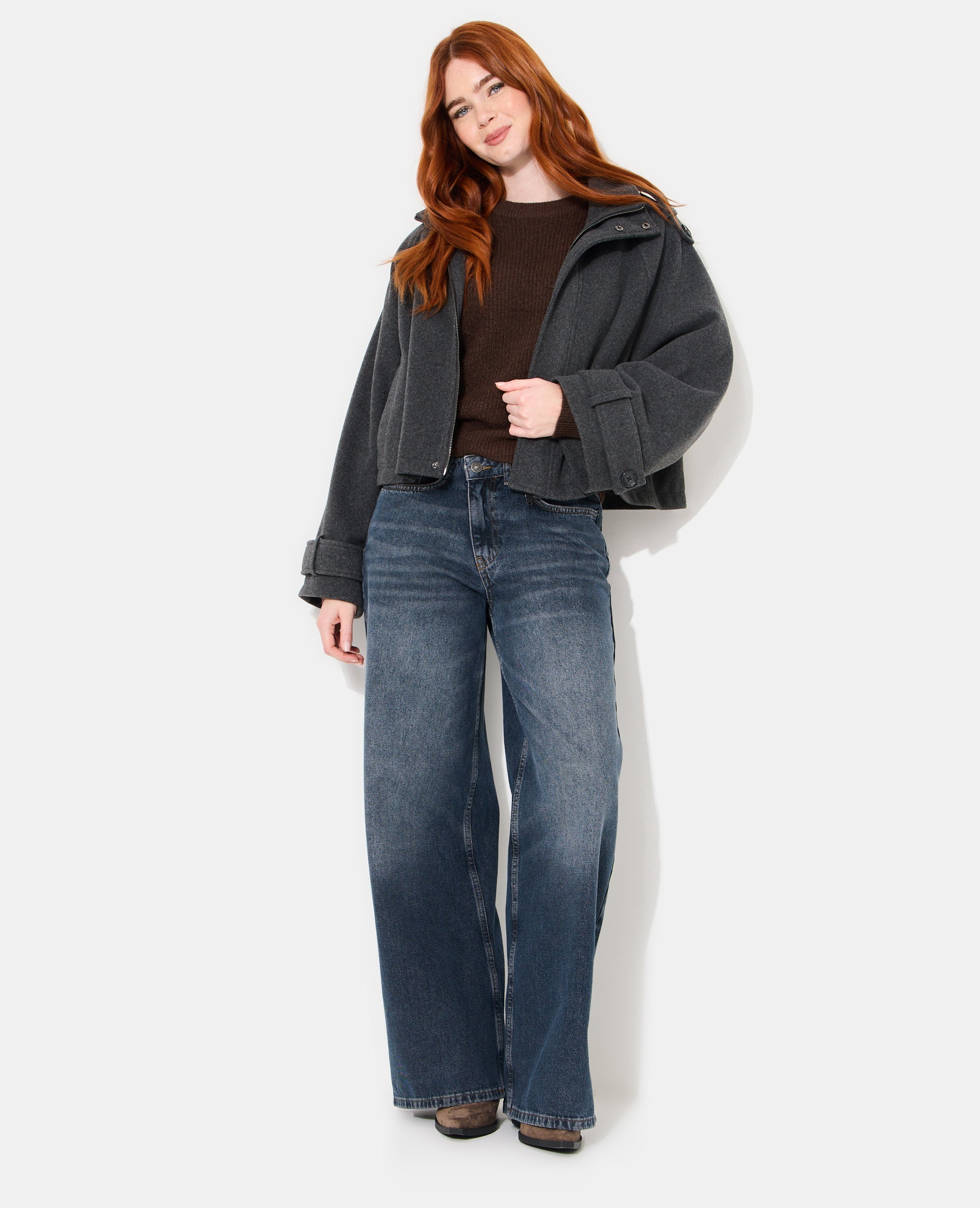 Blouson col montant effet drap de laine