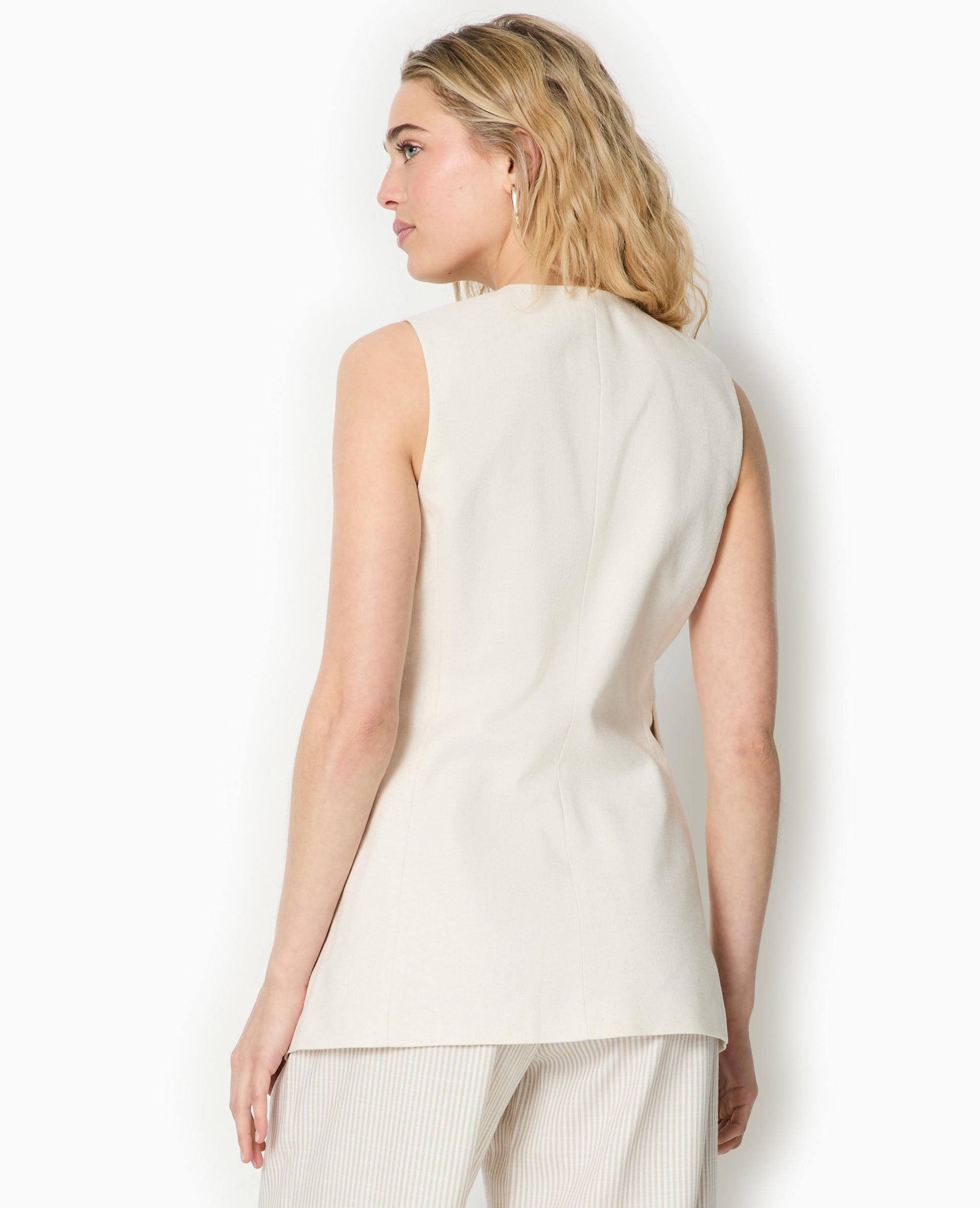 Veste longue sans manches avec lin