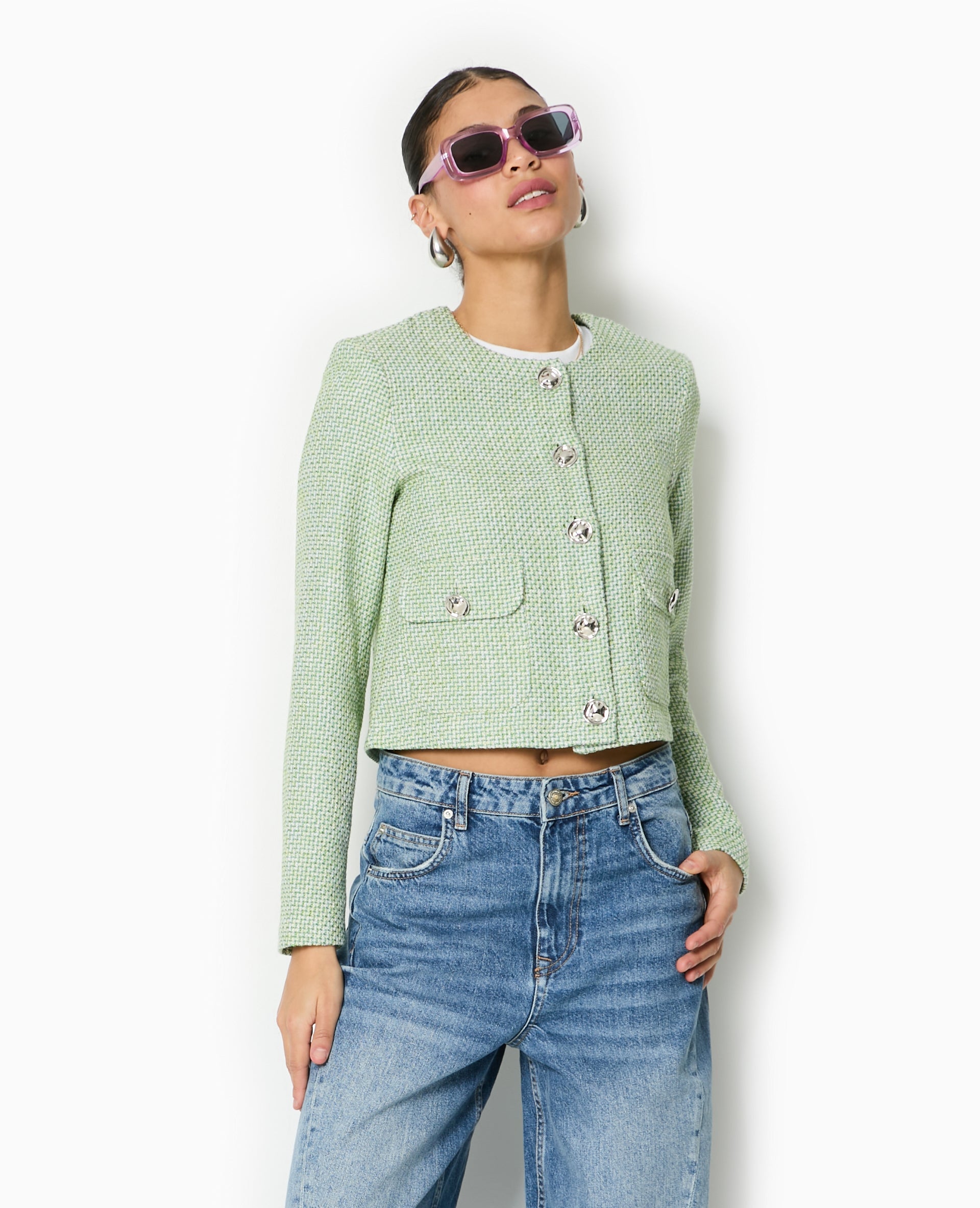 Veste courte et droite en tweed