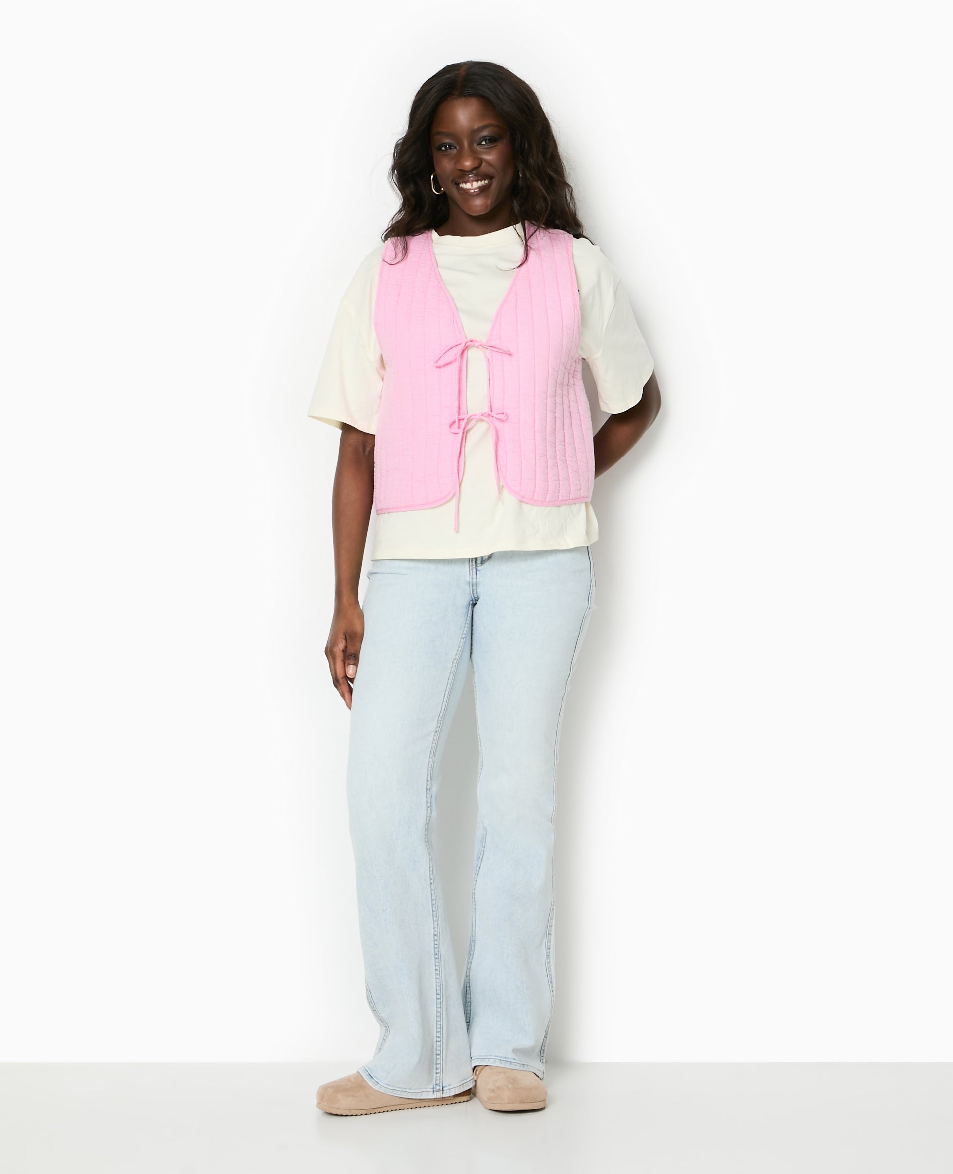 Veste sans manches en gaze de coton matelassée
