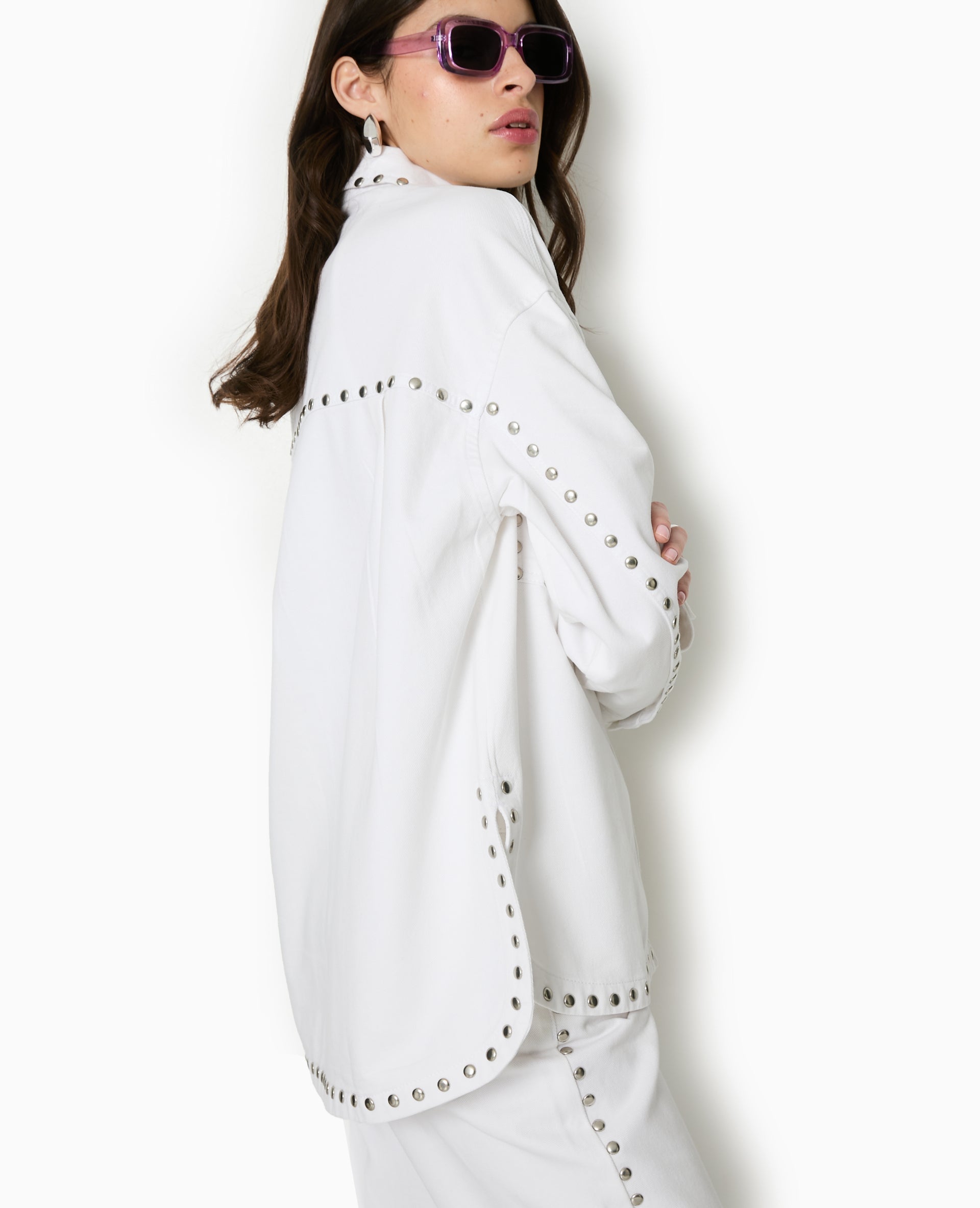 Veste oversize en toile avec clous