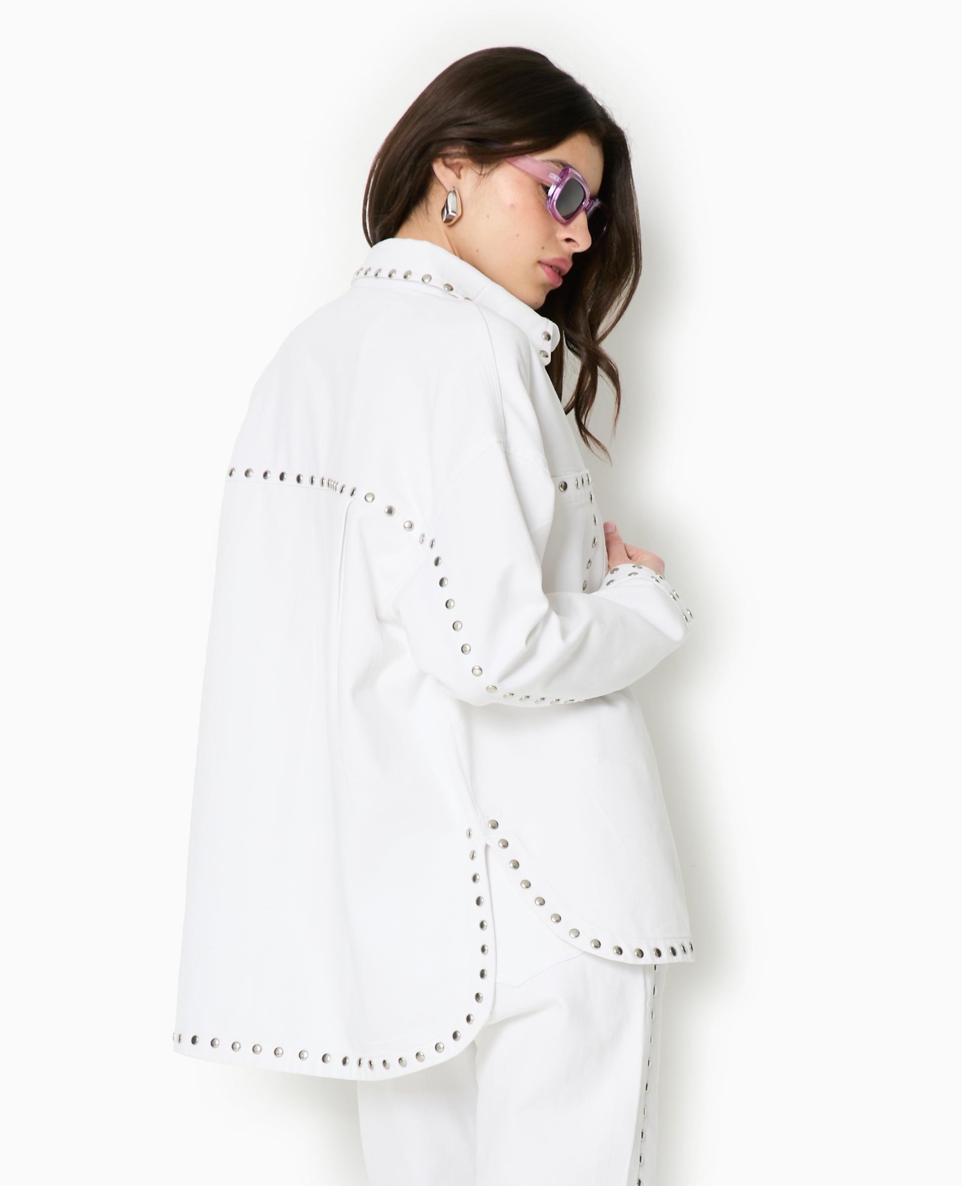 Veste oversize en toile avec clous