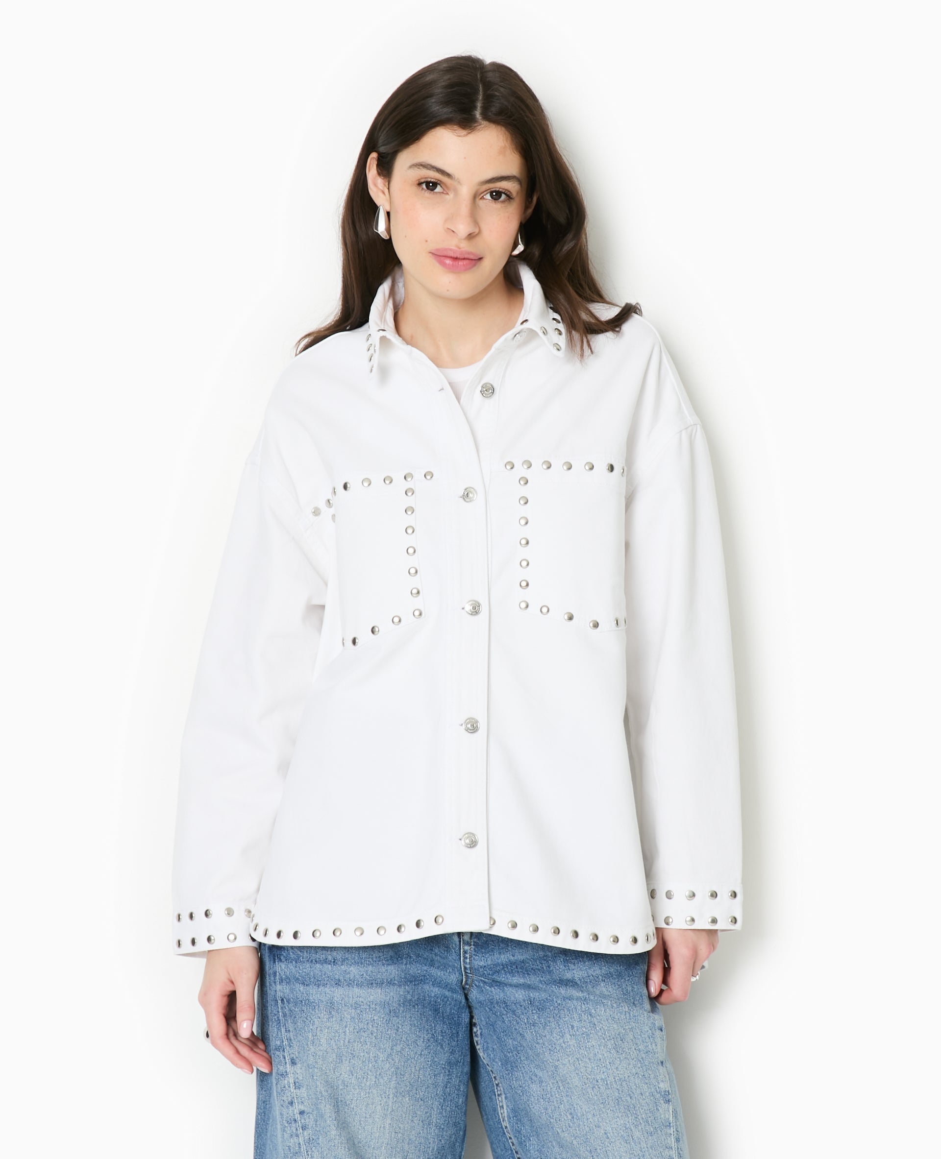 Veste oversize en toile avec clous