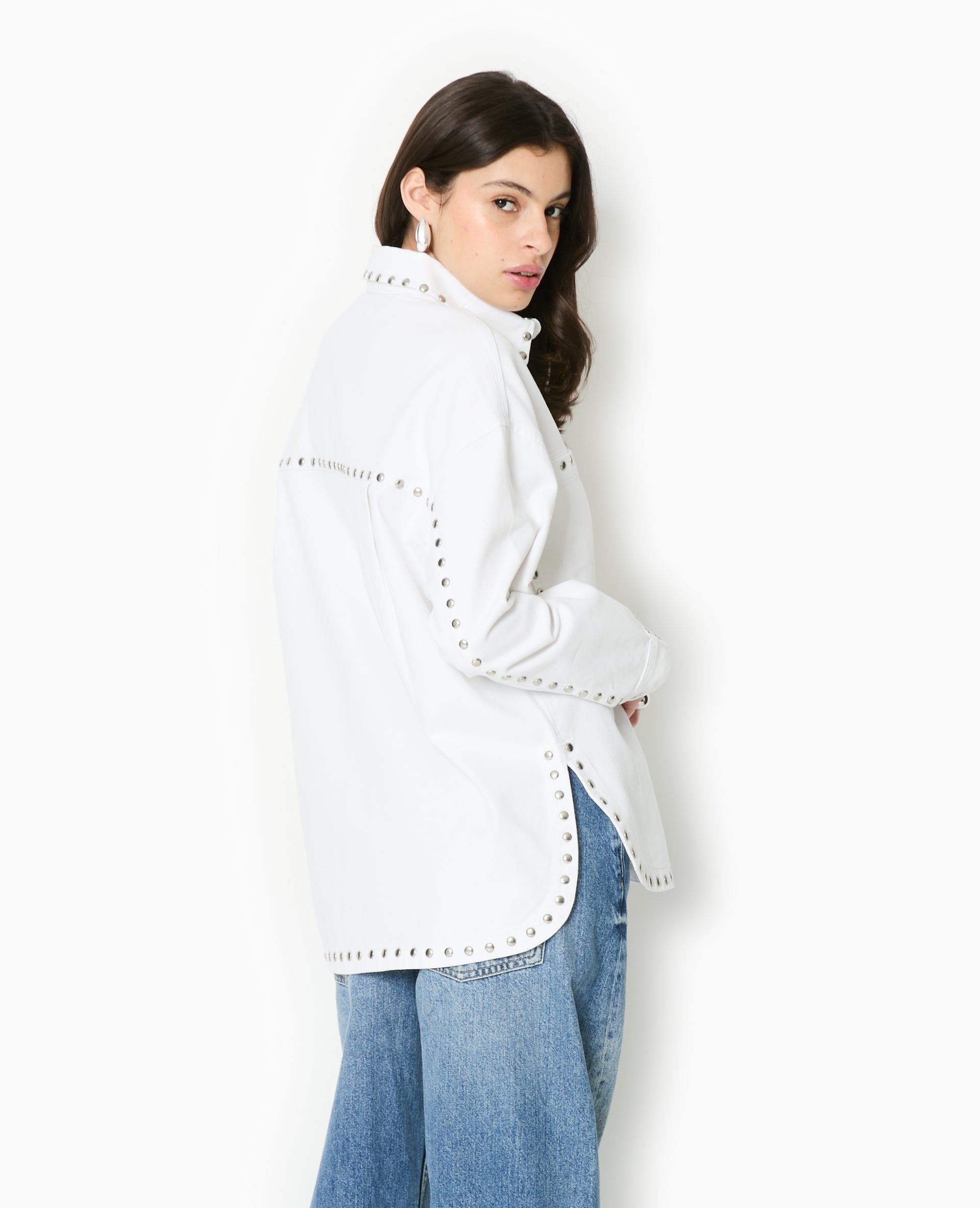Veste oversize en toile avec clous