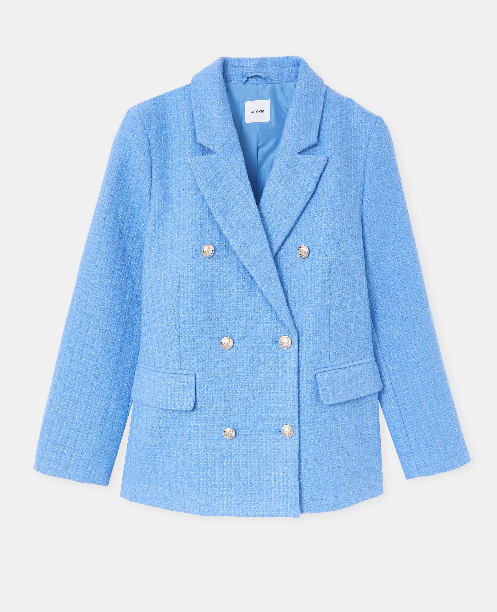 Veste blazer en tweed avec boutons écussons