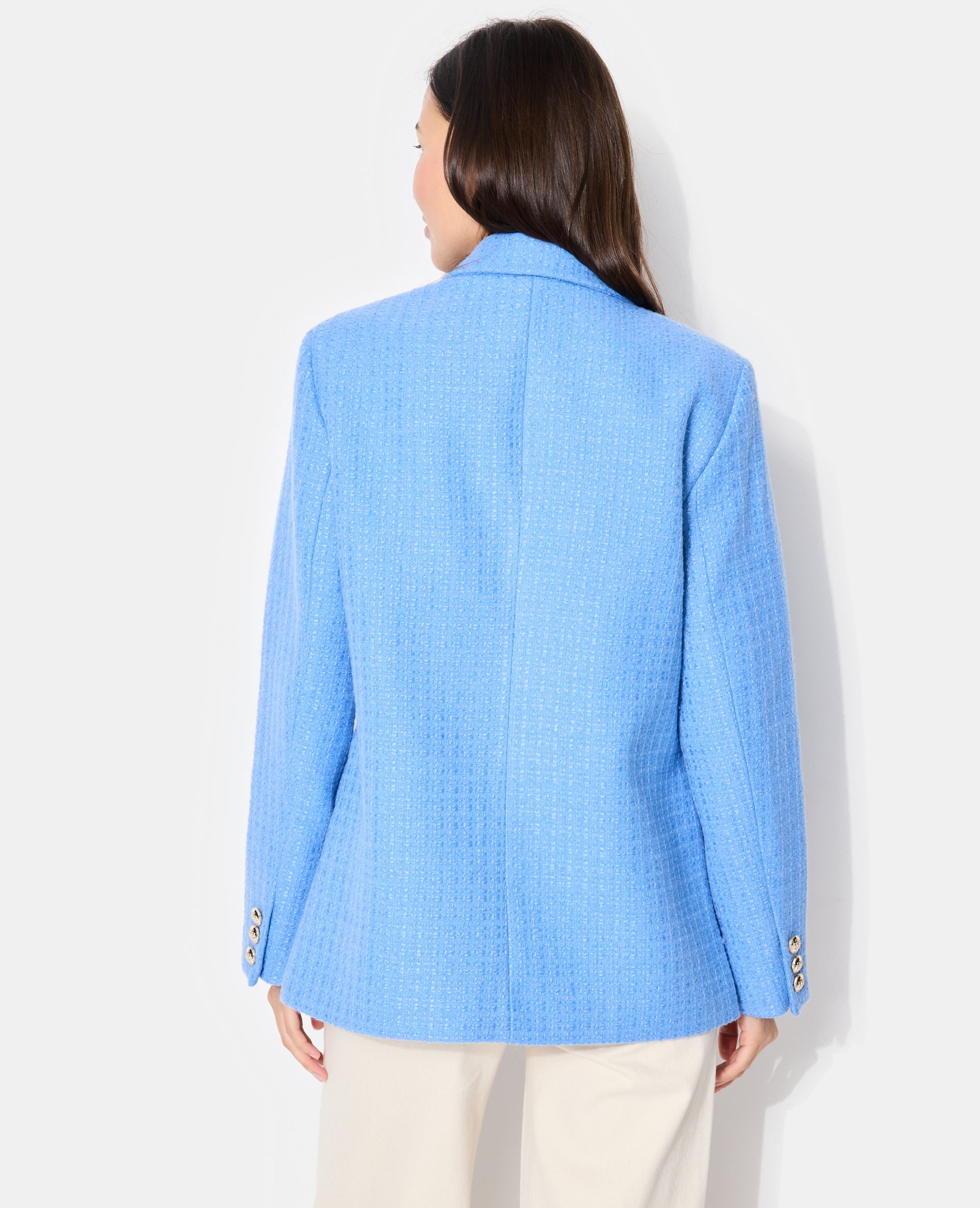 Veste blazer en tweed avec boutons écussons