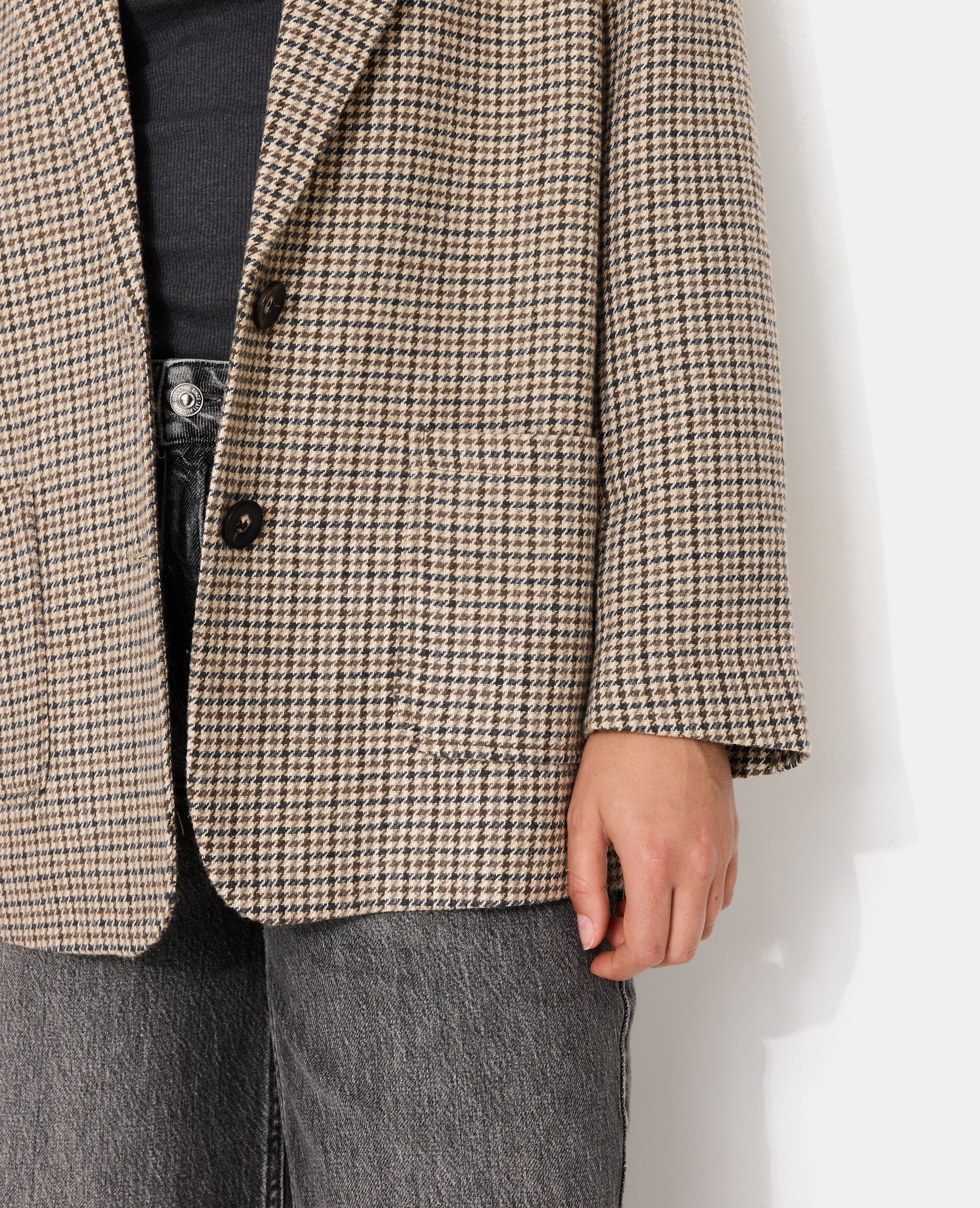 Veste blazer oversize en tissu chaud motif pied-de-poule