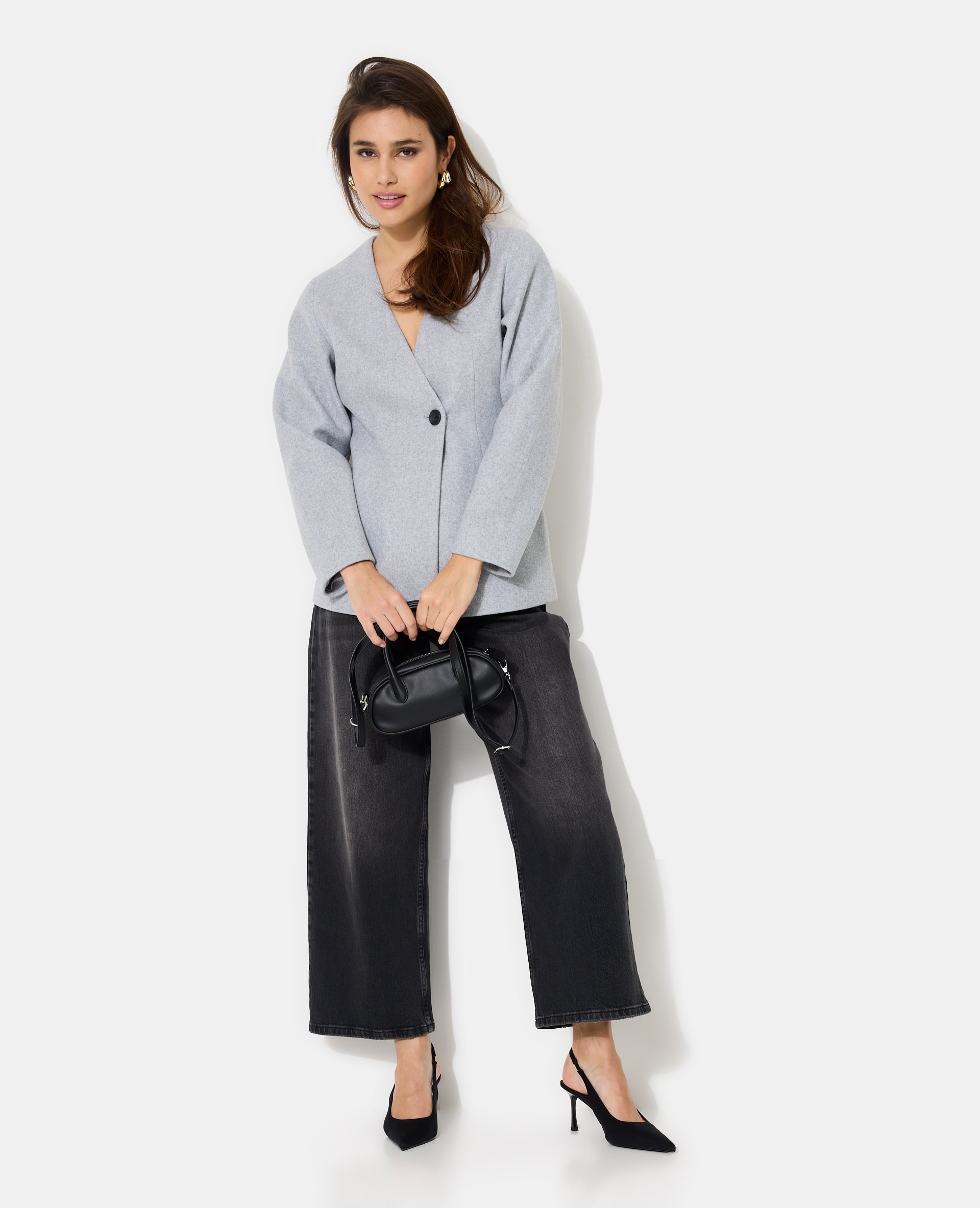Veste cintrée effet drap de laine