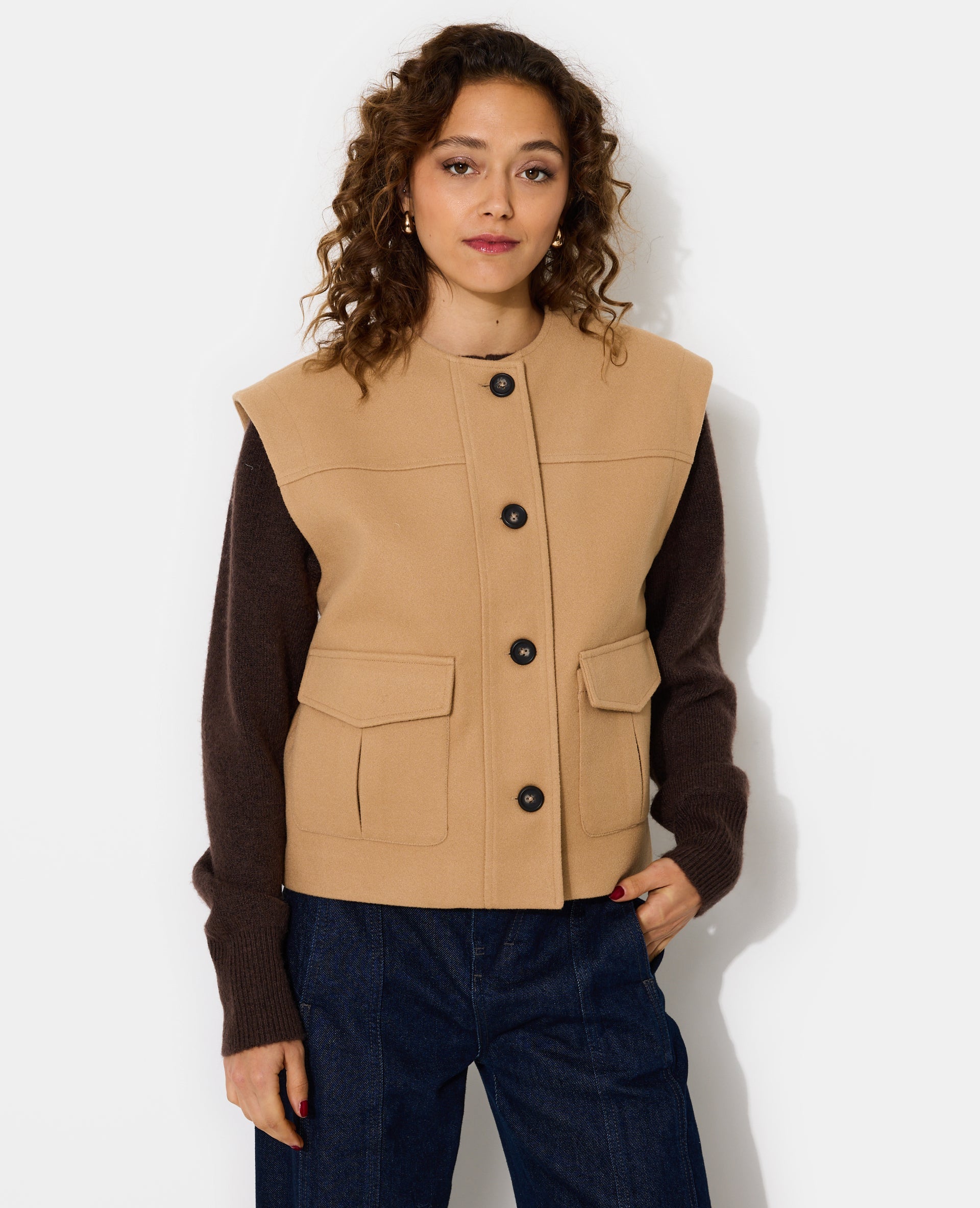 Veste sans manches effet drap de laine