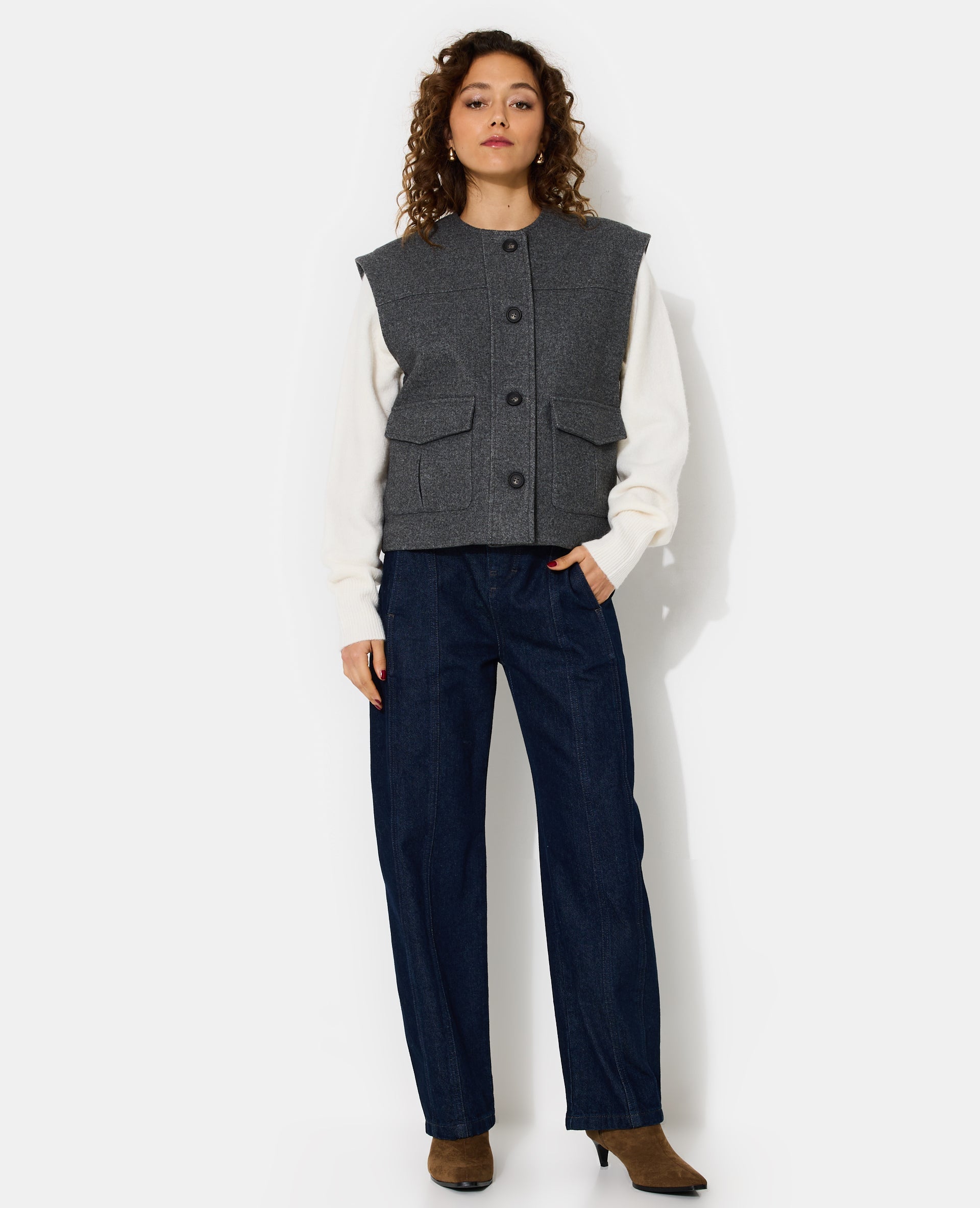 Veste sans manches effet drap de laine