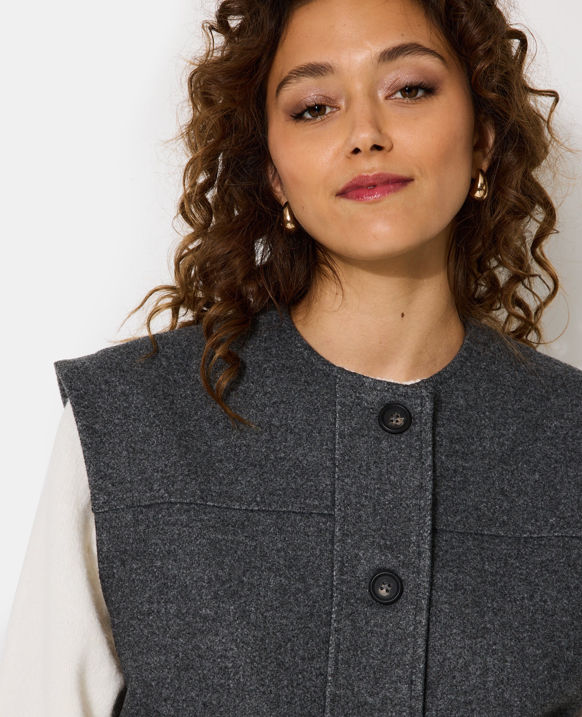 Veste sans manches effet drap de laine