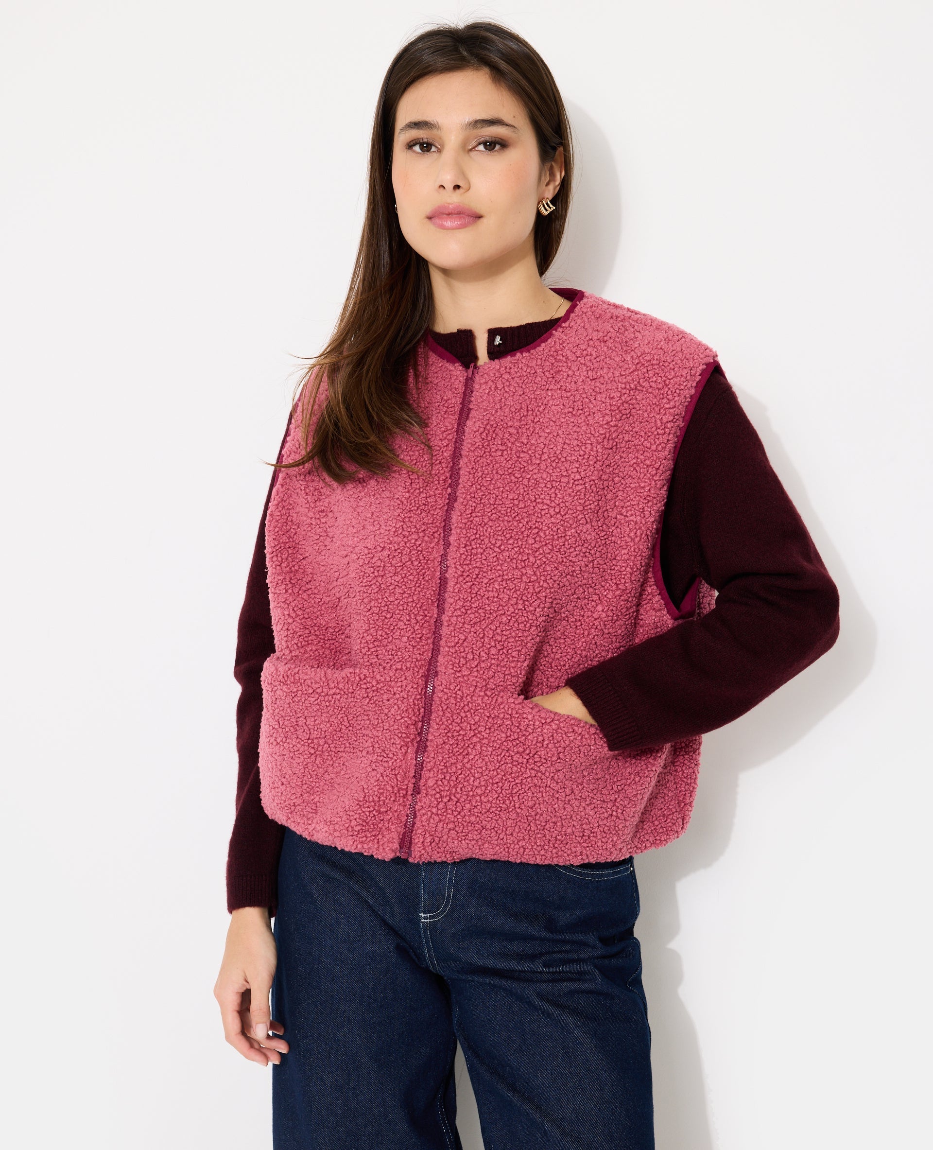 Veste sans manches réversible avec sherpa