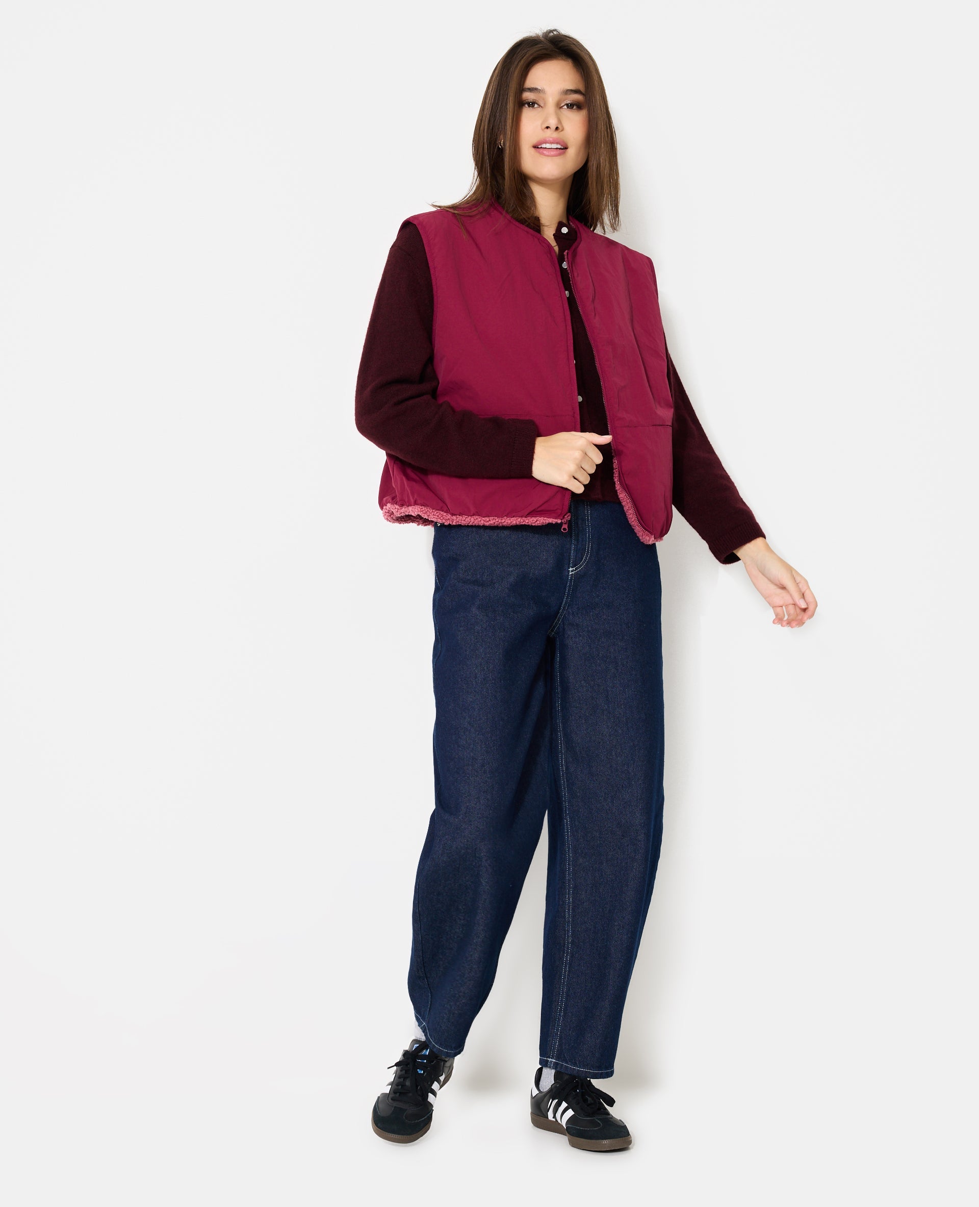 Veste sans manches réversible avec sherpa