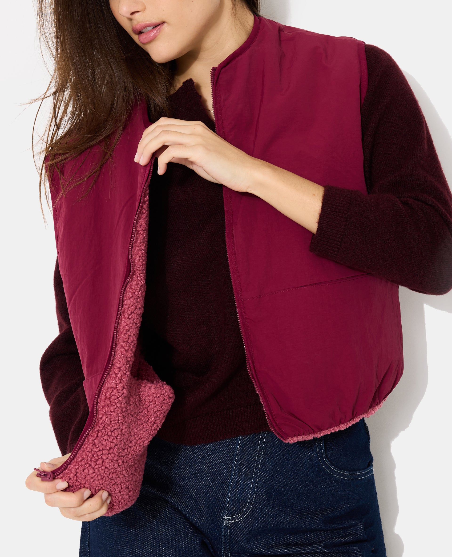 Veste sans manches réversible avec sherpa