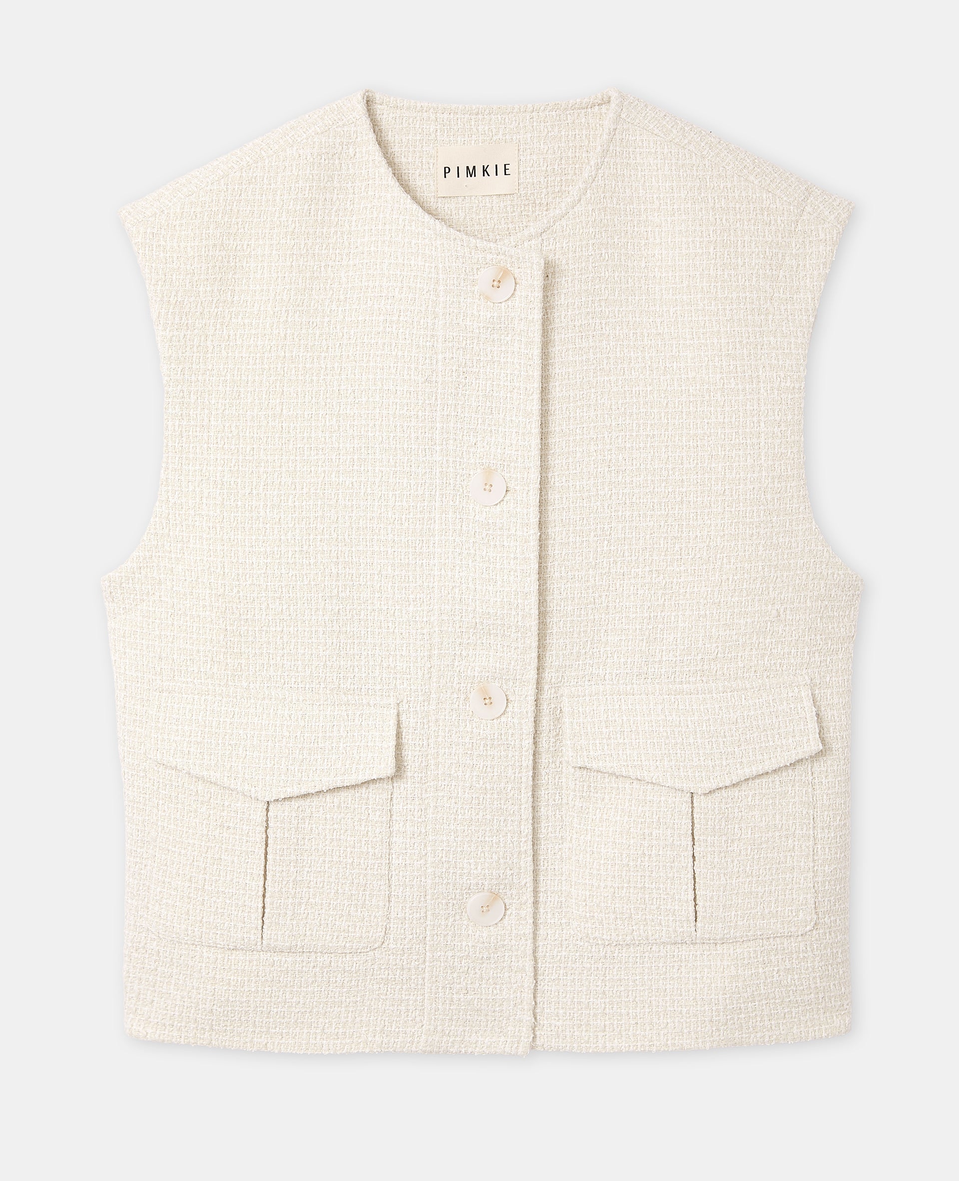Veste sans manches en tweed avec lurex