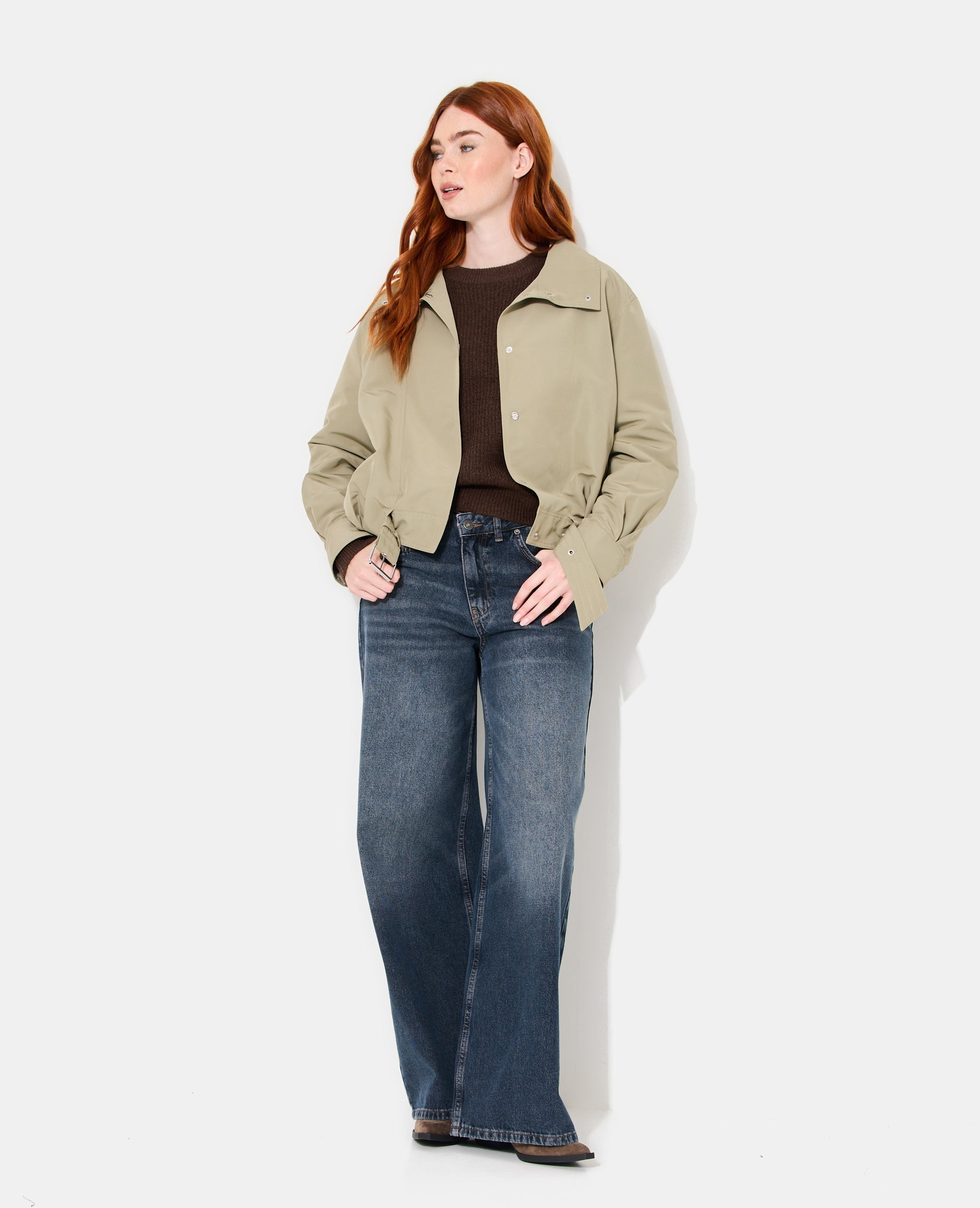 Blouson boule effet trench avec col montant