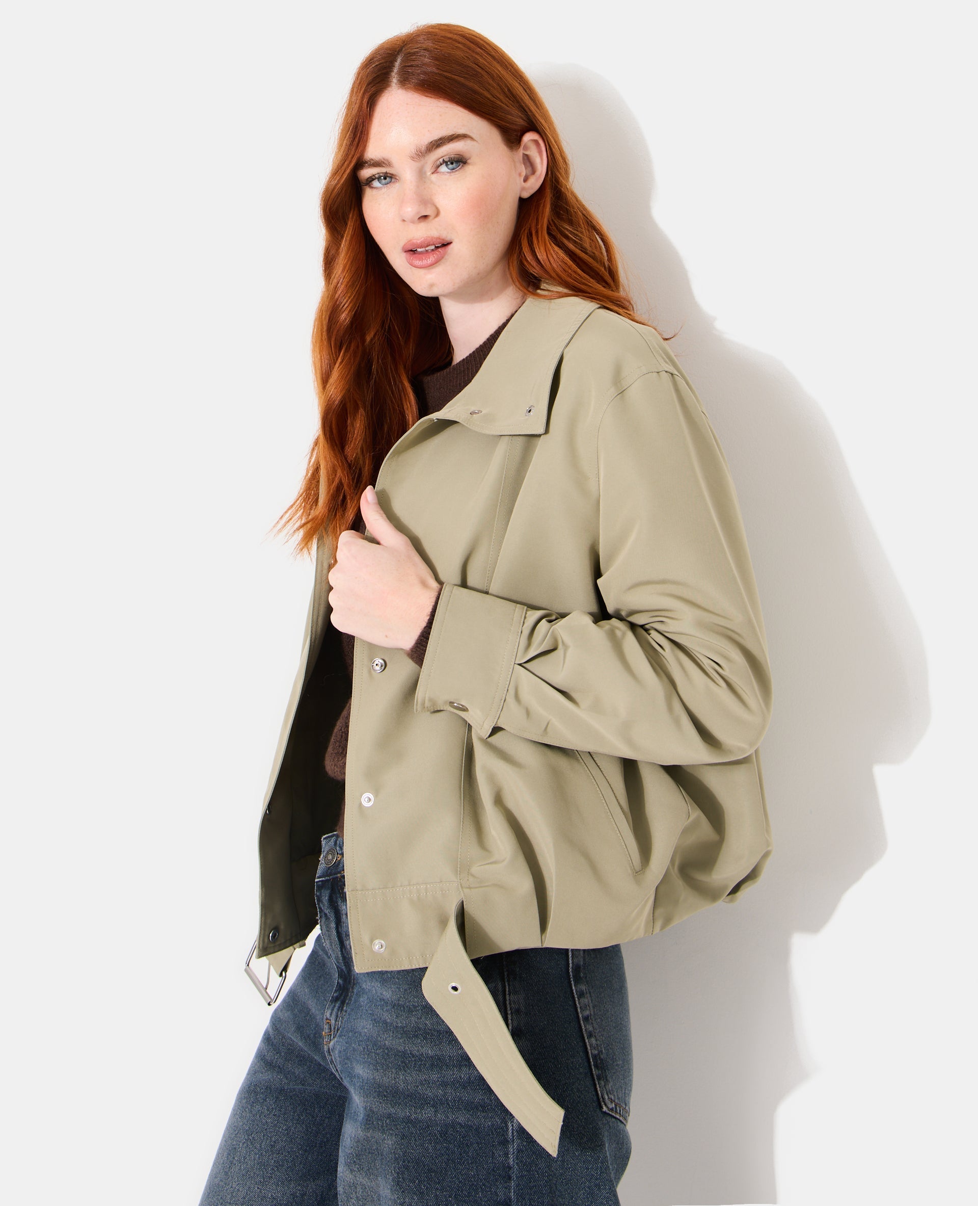 Blouson boule effet trench avec col montant