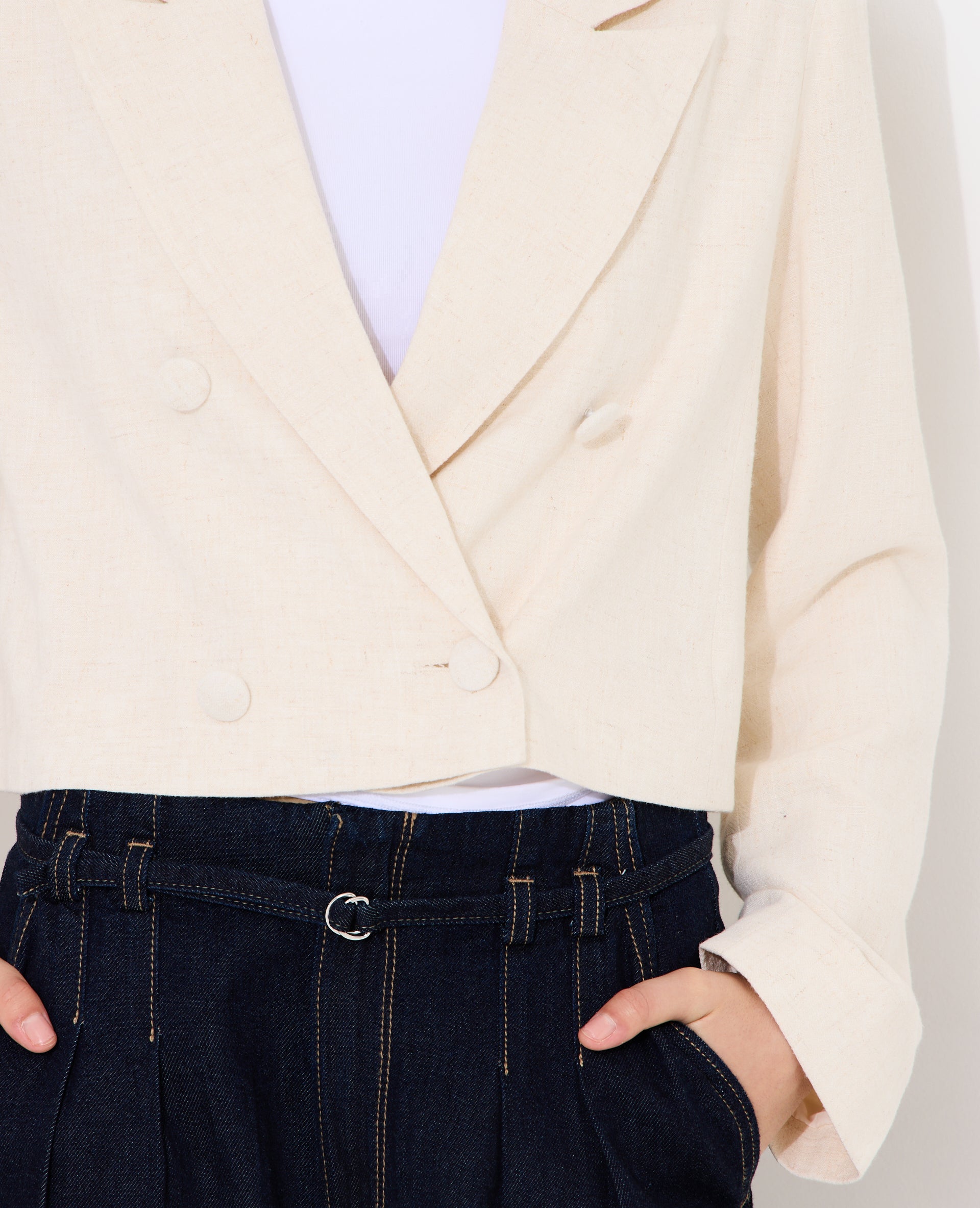 Veste blazer courte avec lin