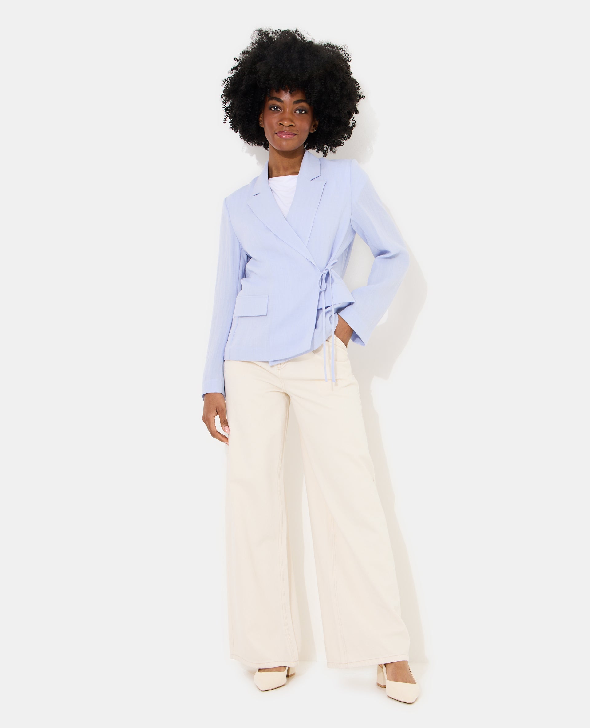 Veste blazer fluide portefeuille avec nouette