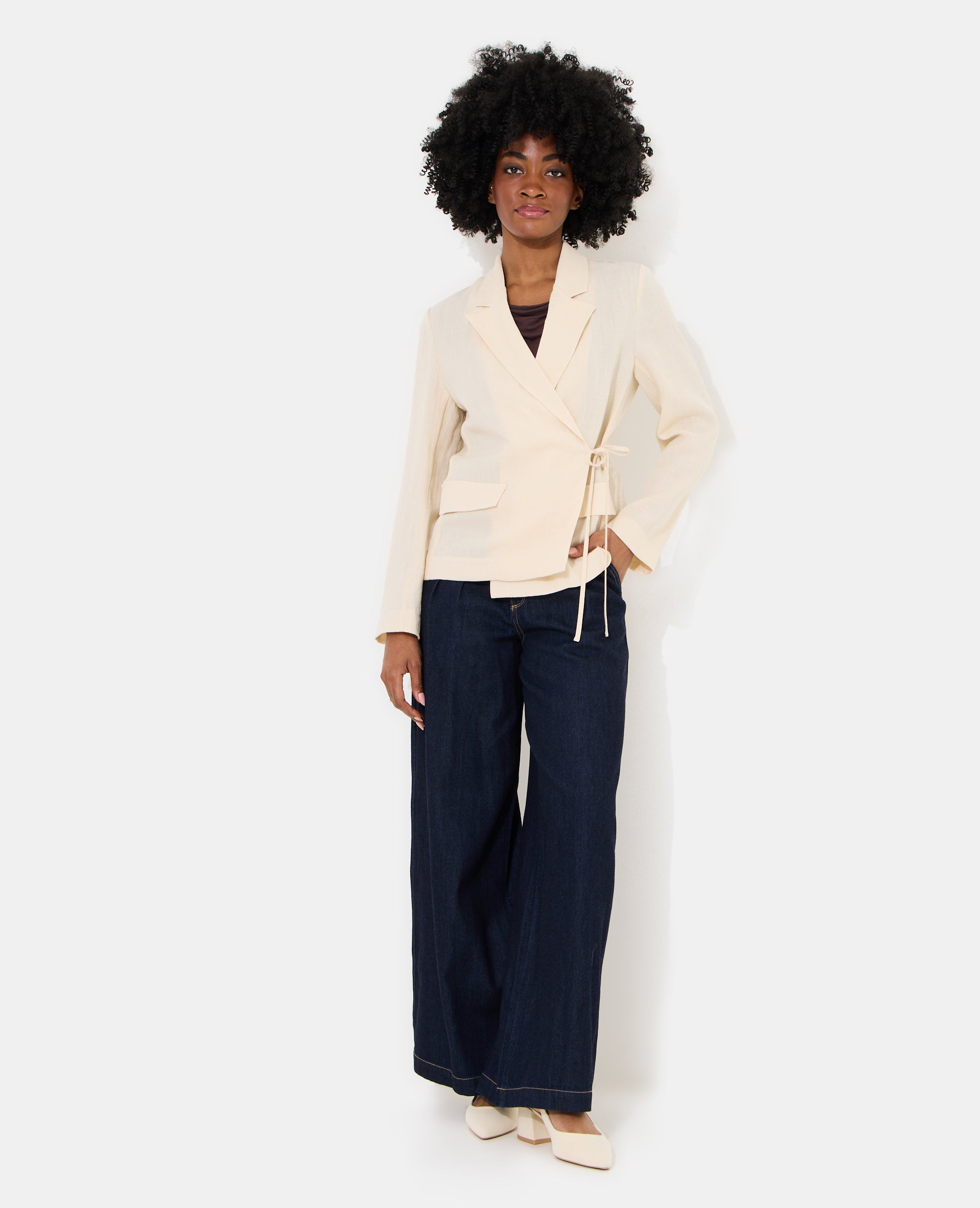 Veste blazer fluide portefeuille avec nouette