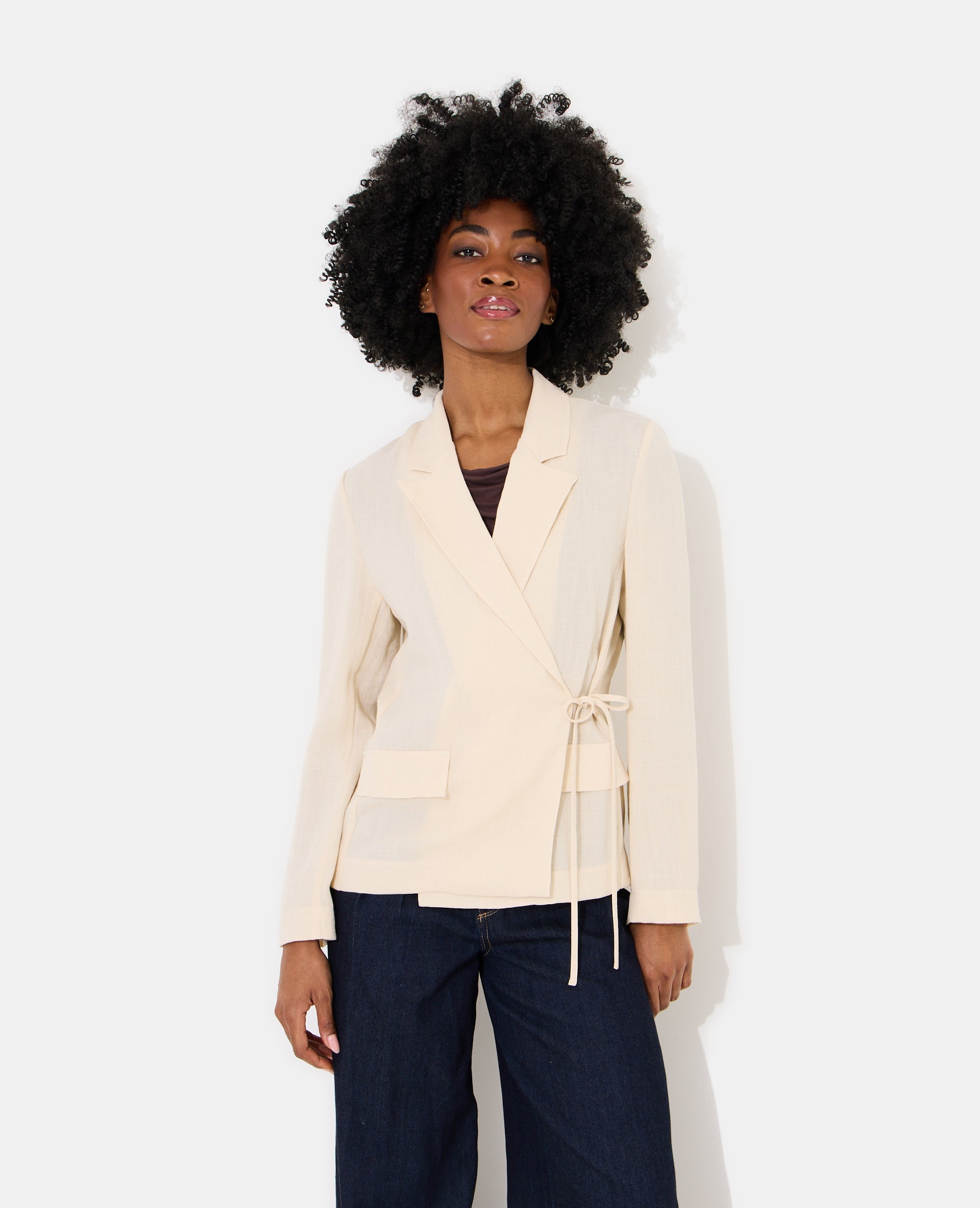Veste blazer fluide portefeuille avec nouette
