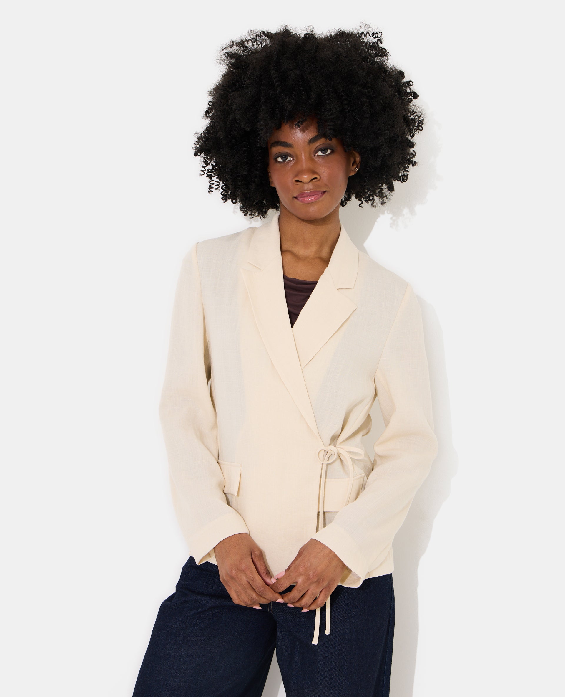 Veste blazer fluide portefeuille avec nouette
