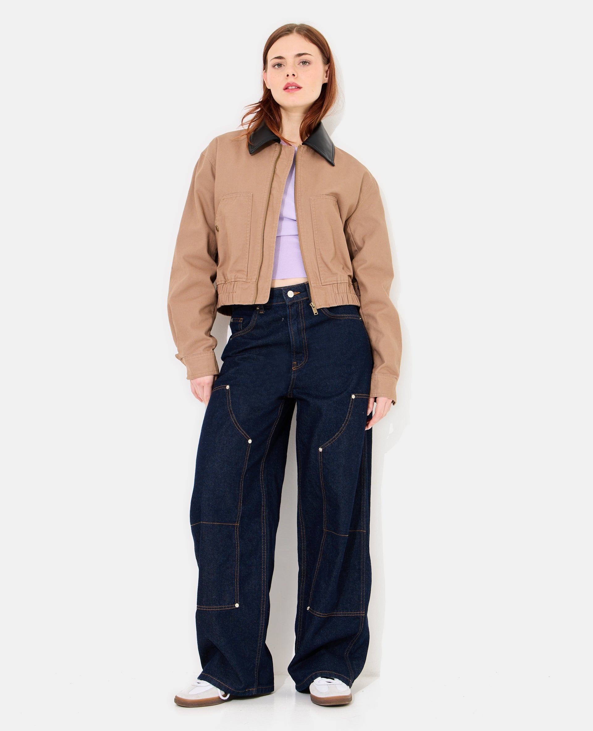 Blouson en toile avec col simili