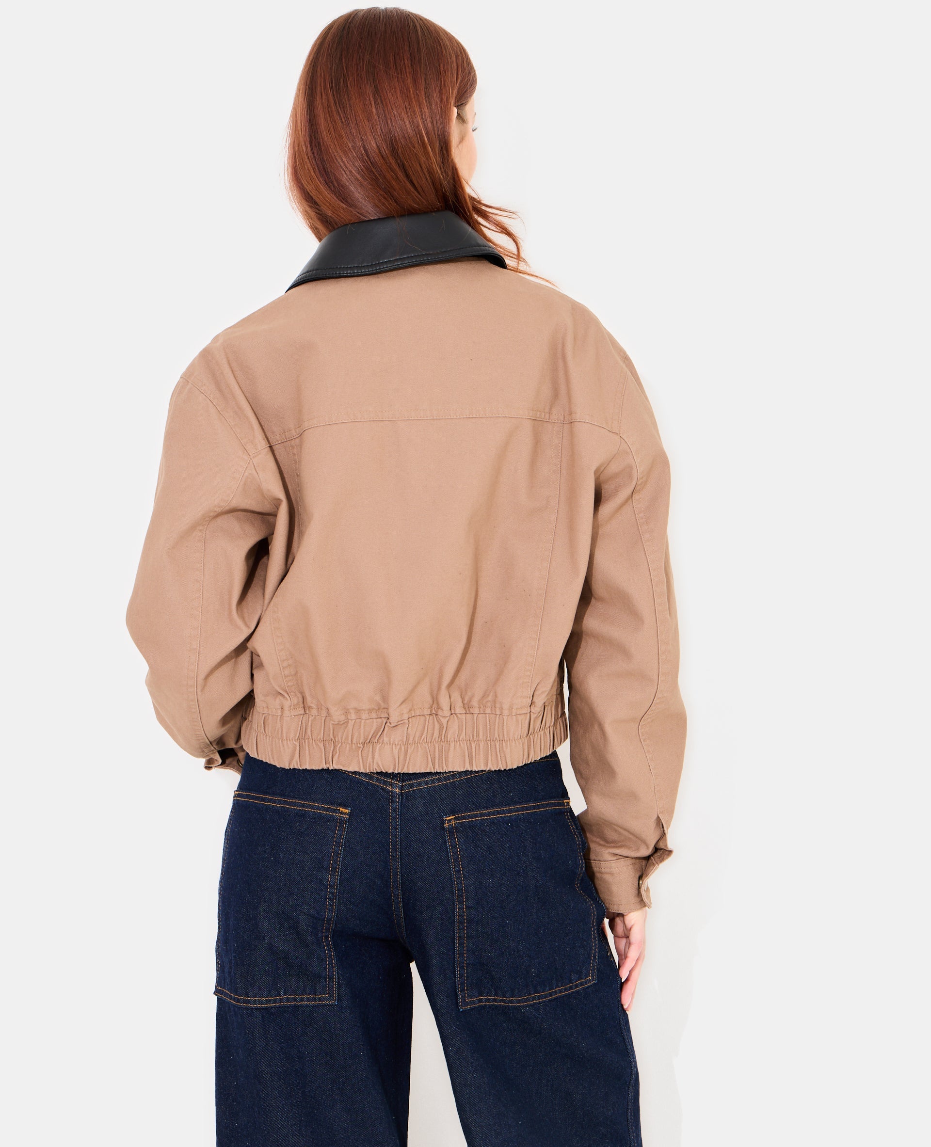 Blouson en toile avec col simili