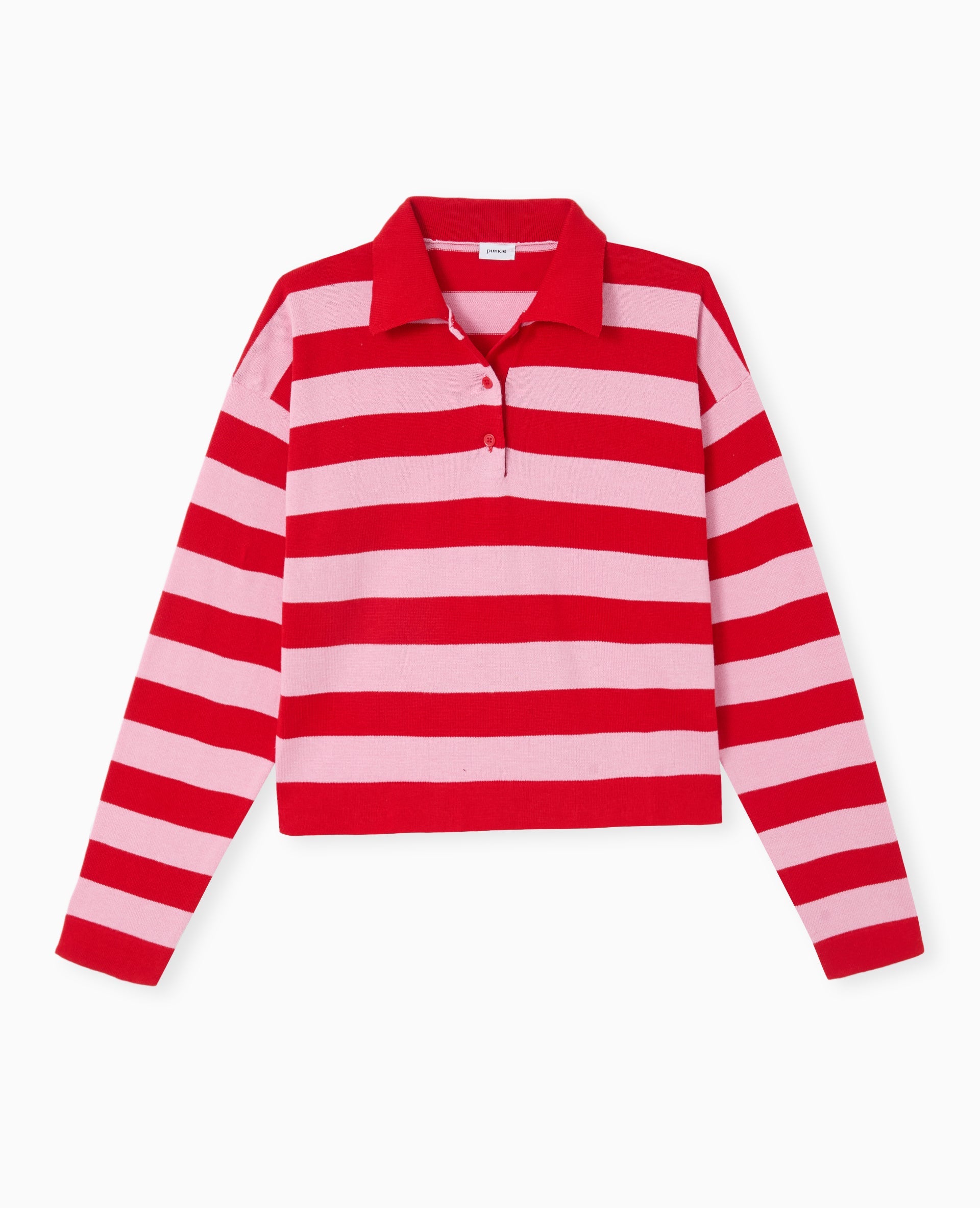 Pull col polo en maille rayée