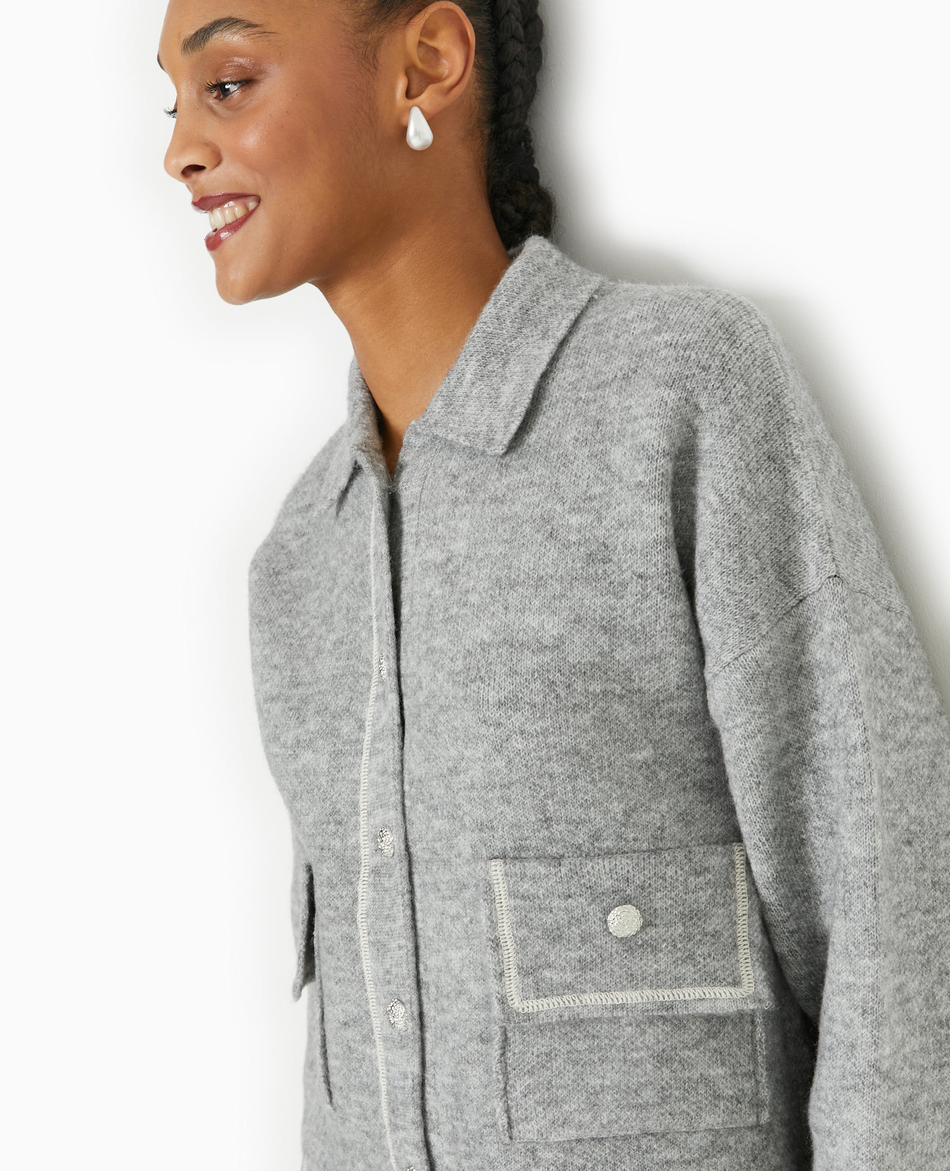Gilet droit avec boutons fantaisie