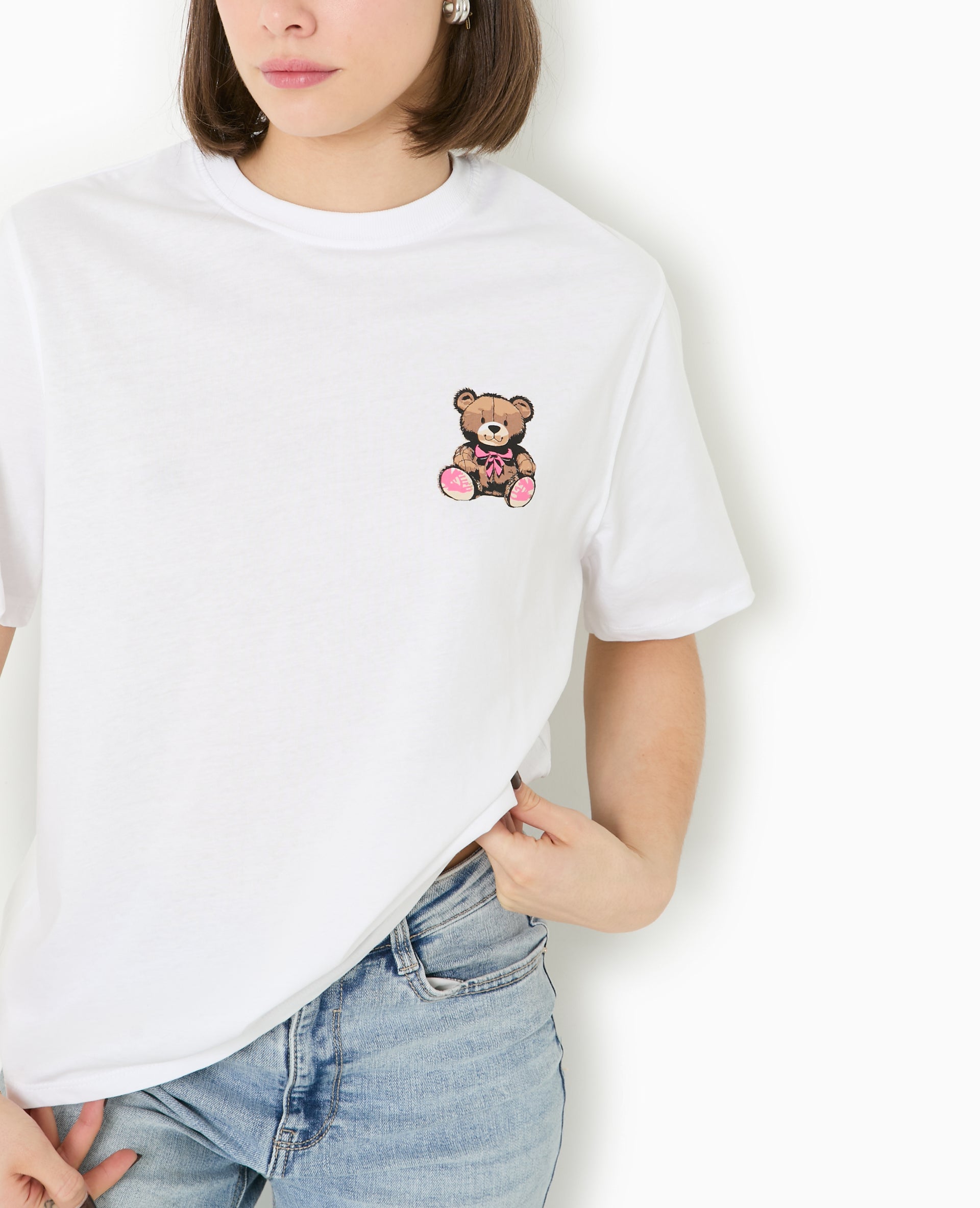 T-shirt ample avec print poitrine et dos