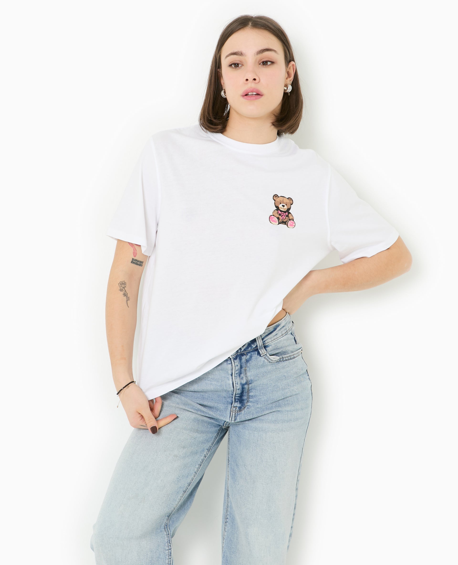 T-shirt ample avec print poitrine et dos
