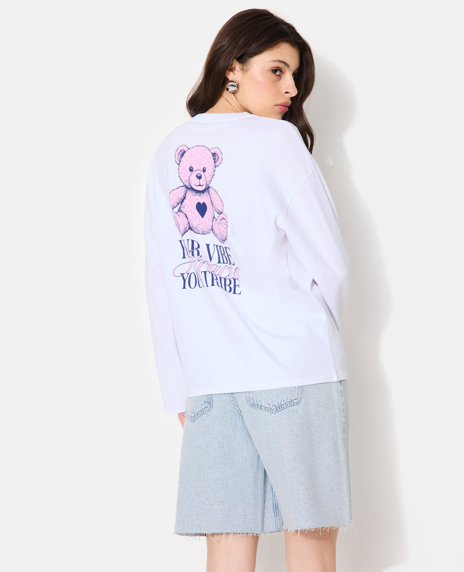 T-shirt oversize manches longues avec print