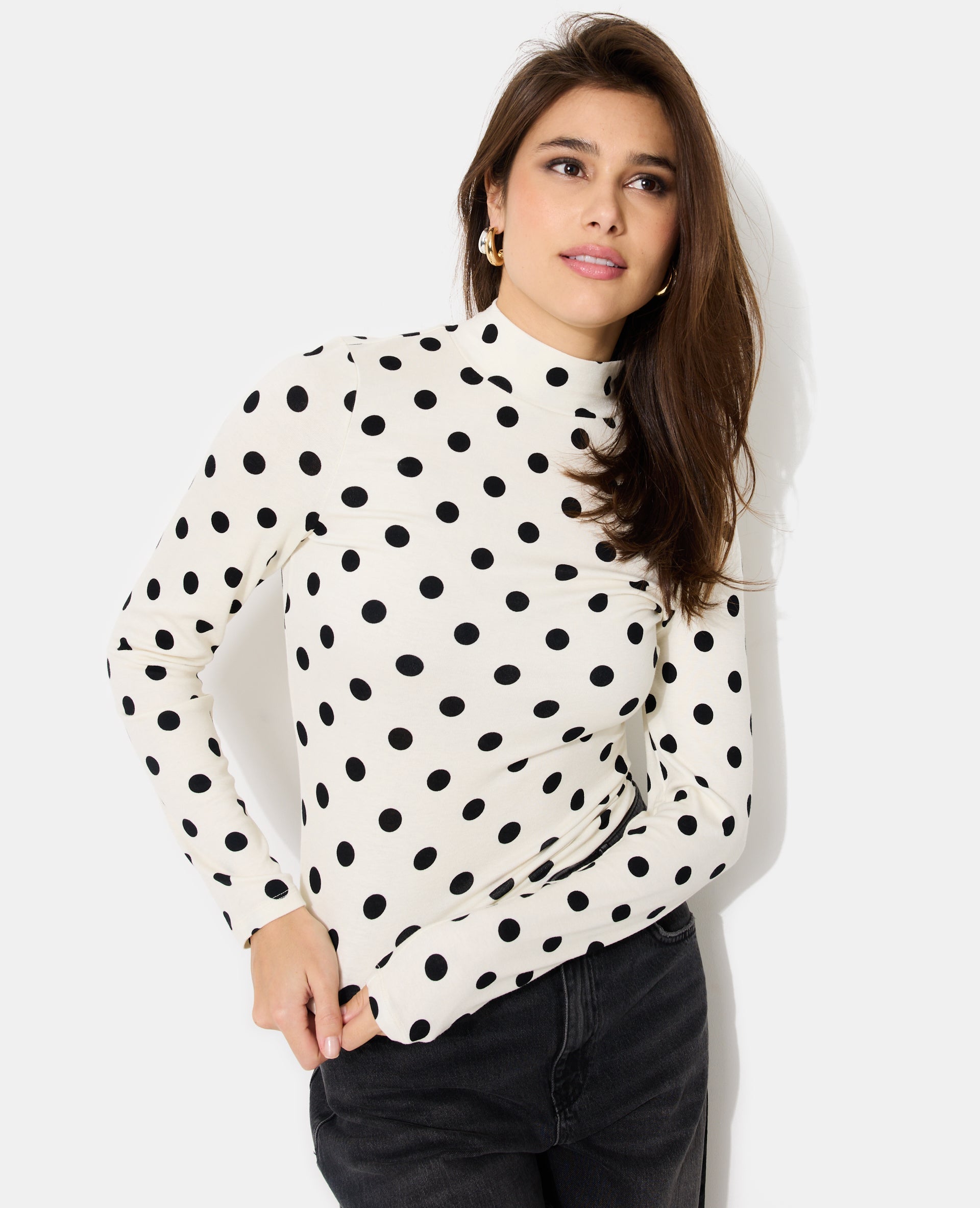 T-shirt manches longues motifs pois