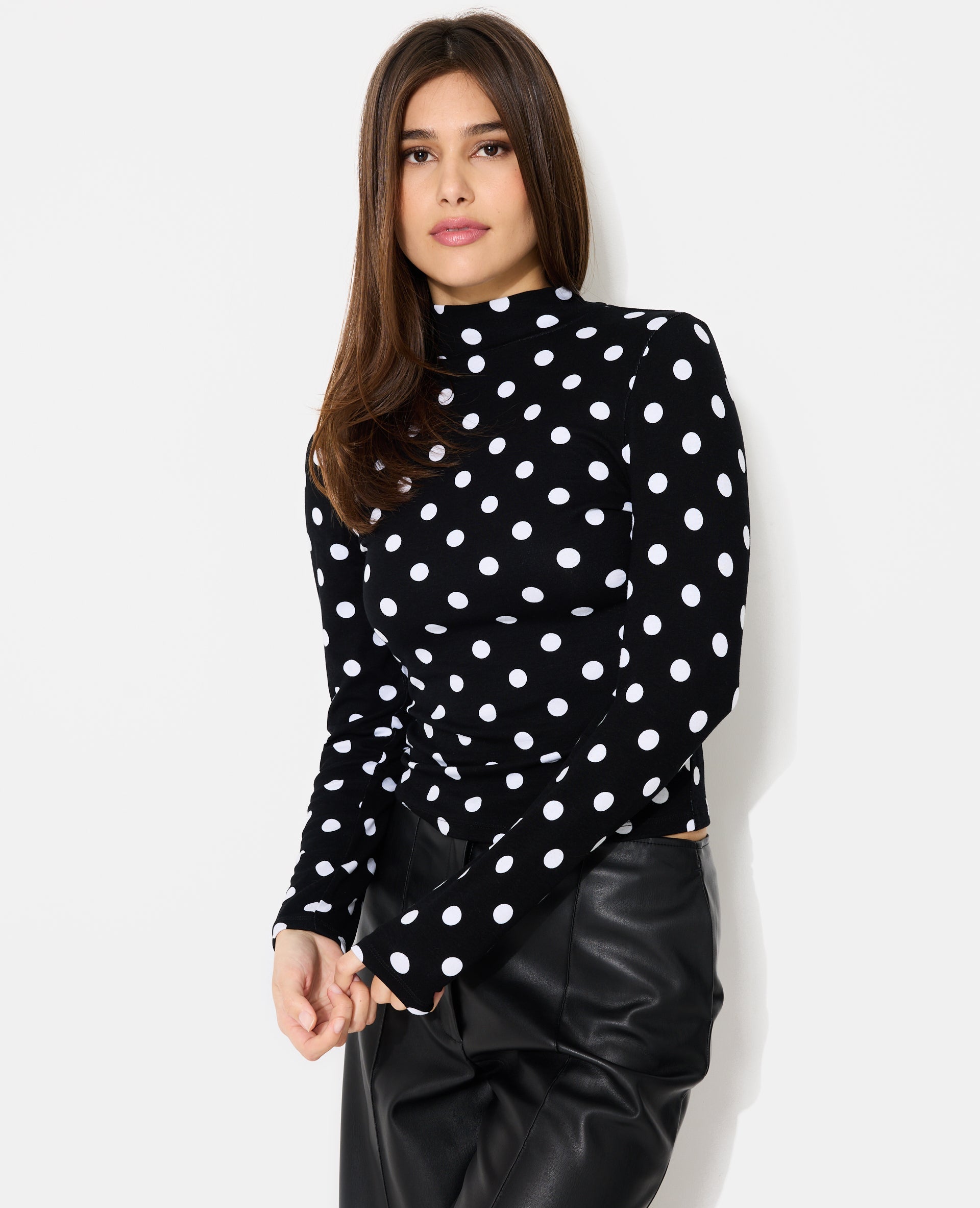 T-shirt manches longues motifs pois