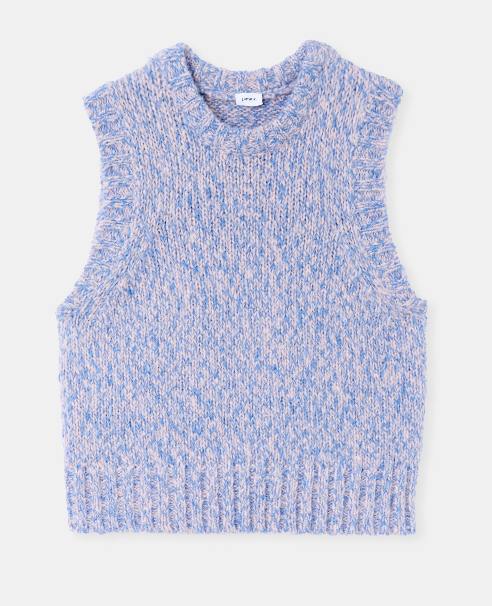 Pull sans manches en maille moulinée