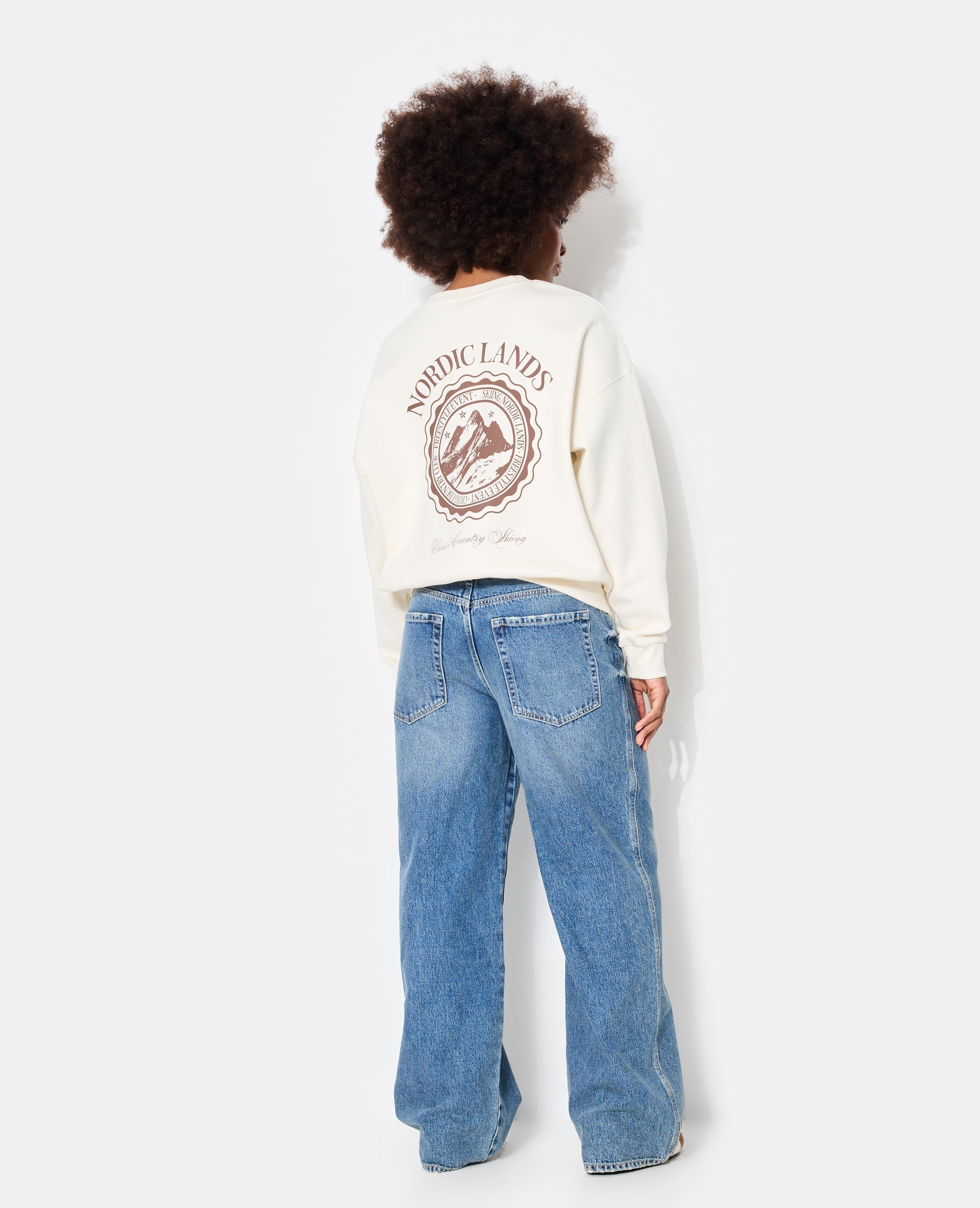 Sweat oversize avec print poitrine et dos