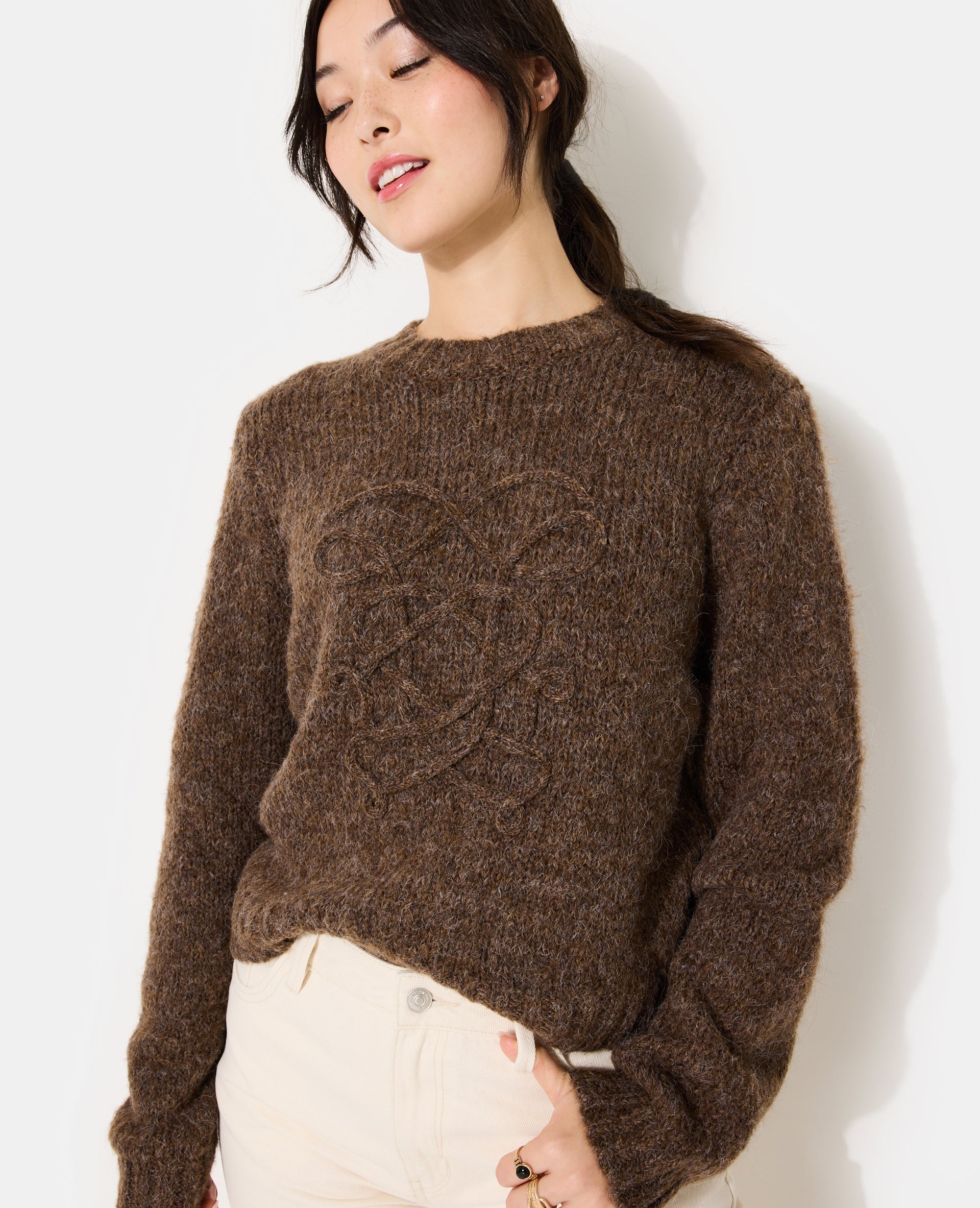 Pull en maille mélangée avec détail fantaisie