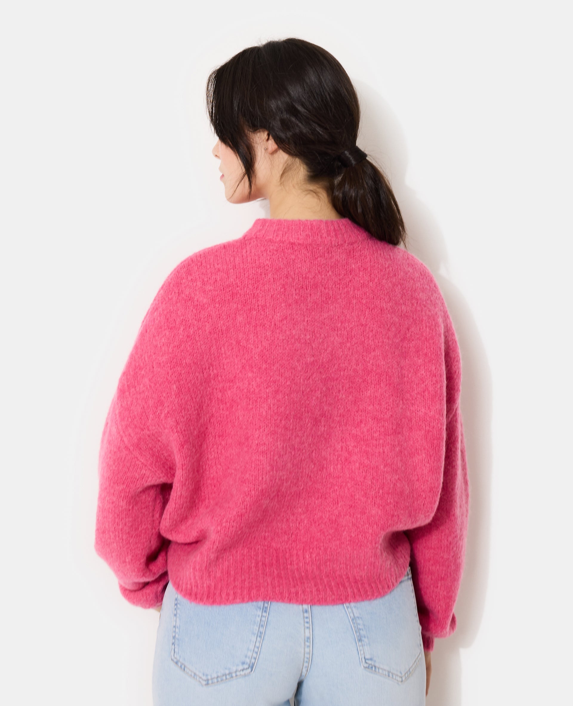 Pull contenant mohair et laine avec cœur