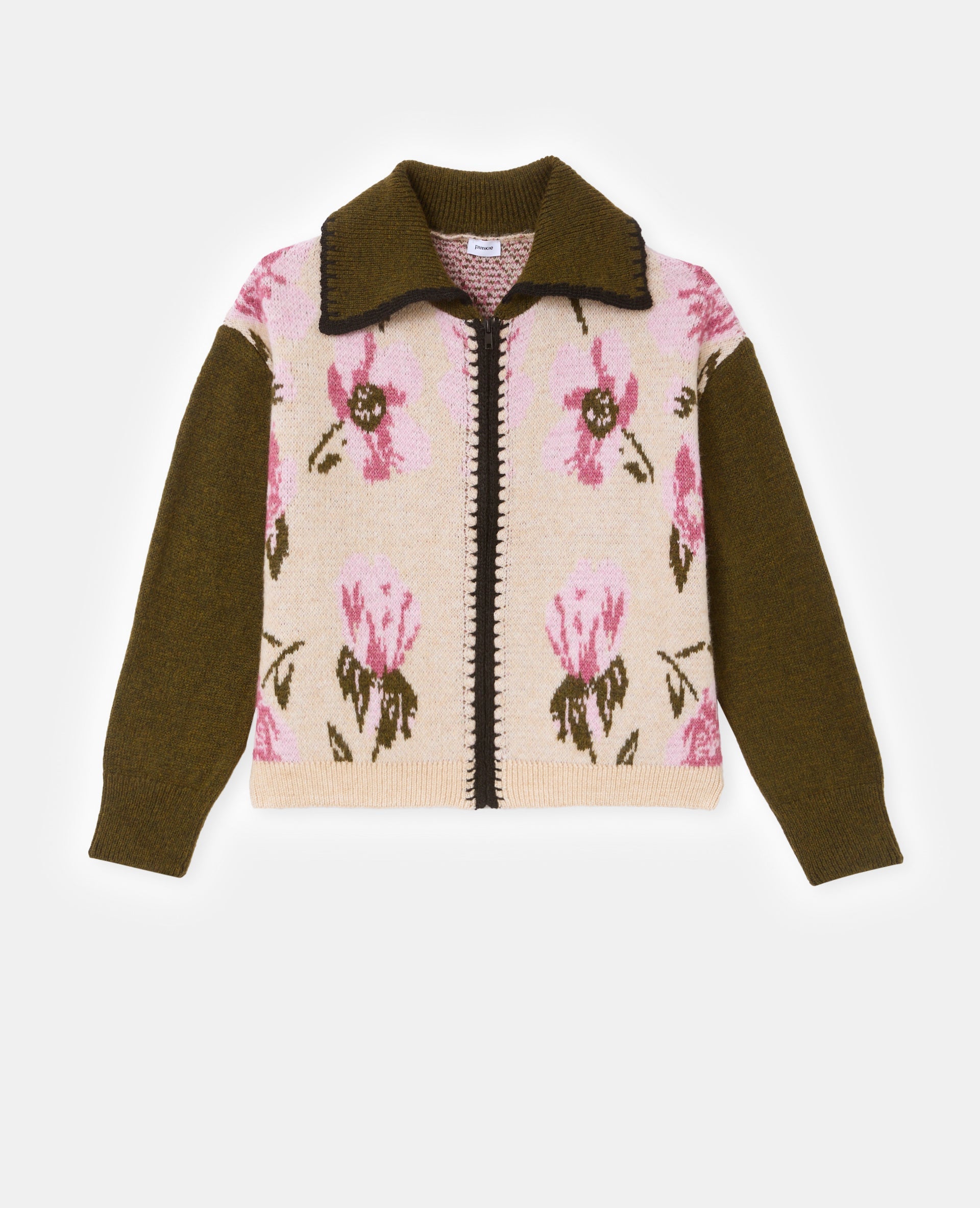Gilet zippé motif fleurs