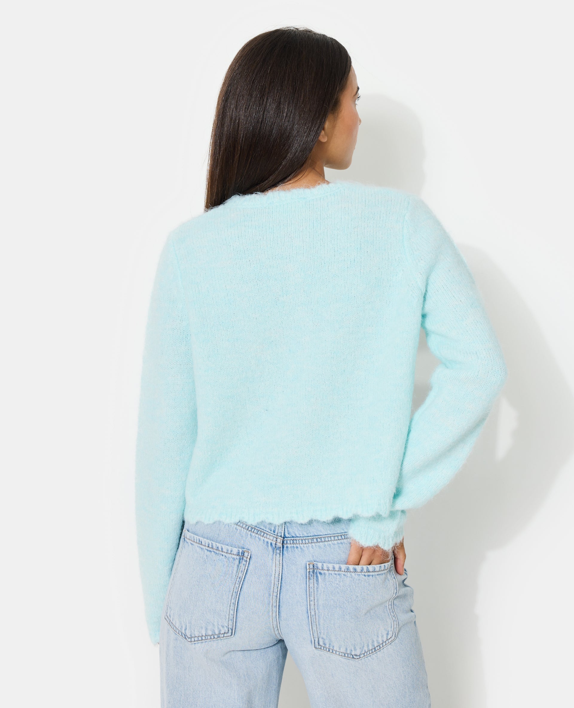 Gilet col rond avec boutons bijoux