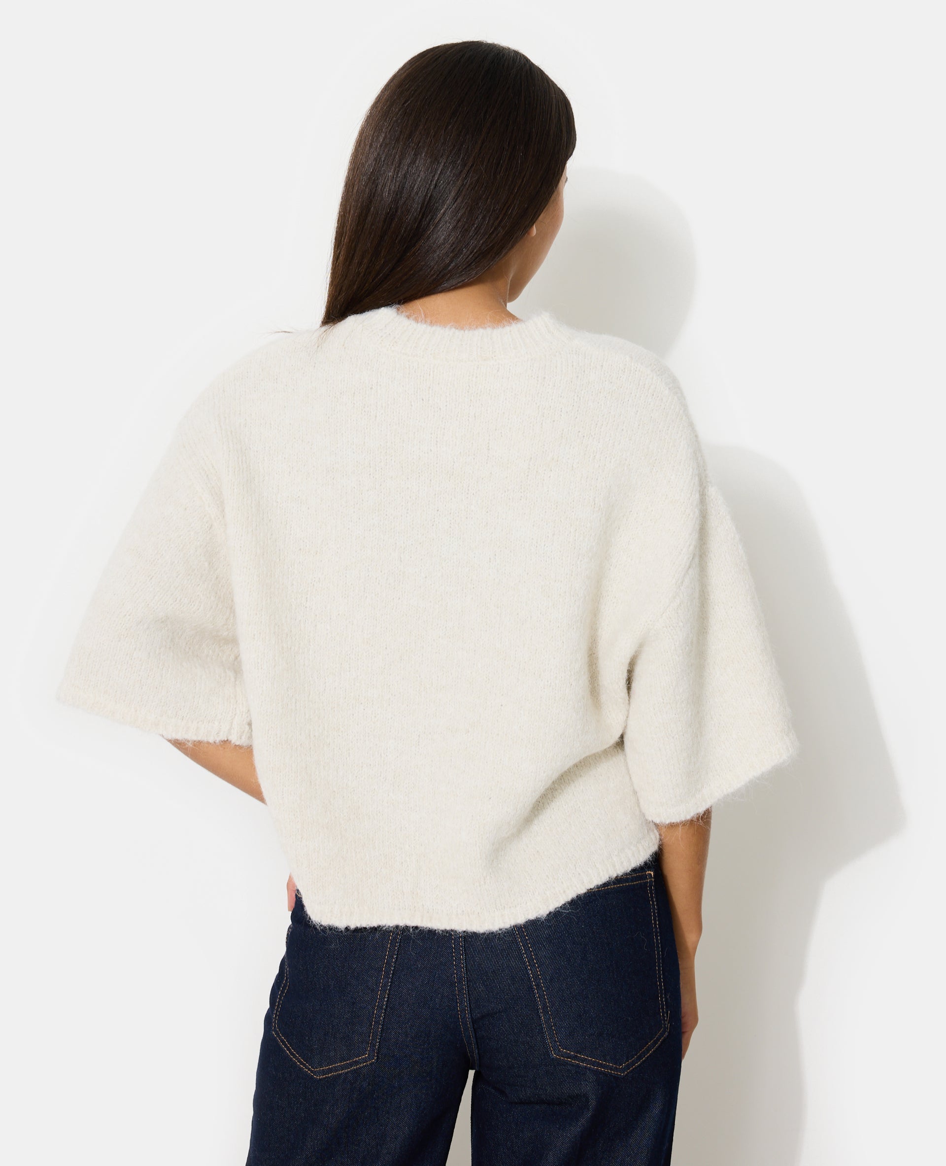Pull manches courtes avec laine