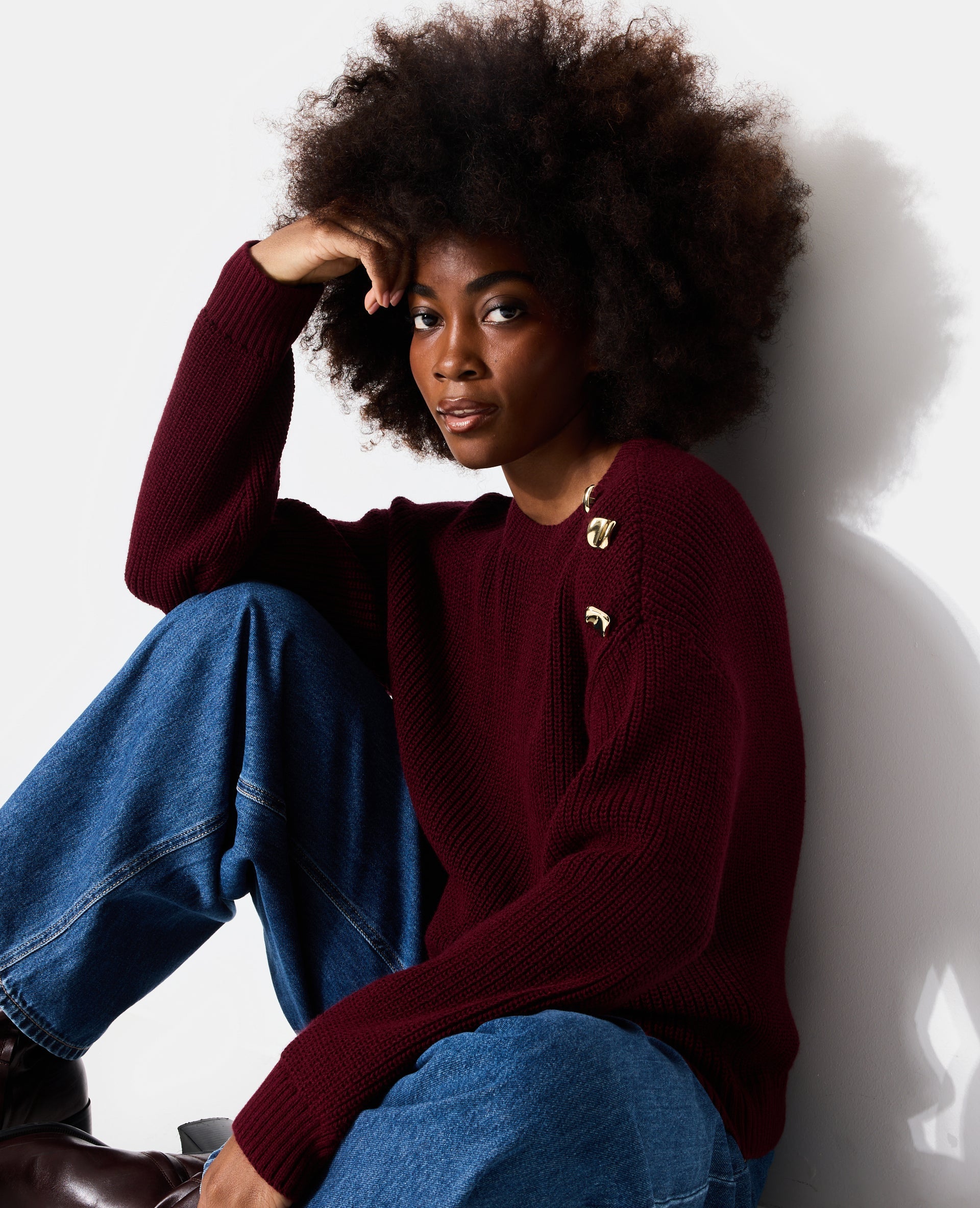 Pull oversize avec écharpe amovible