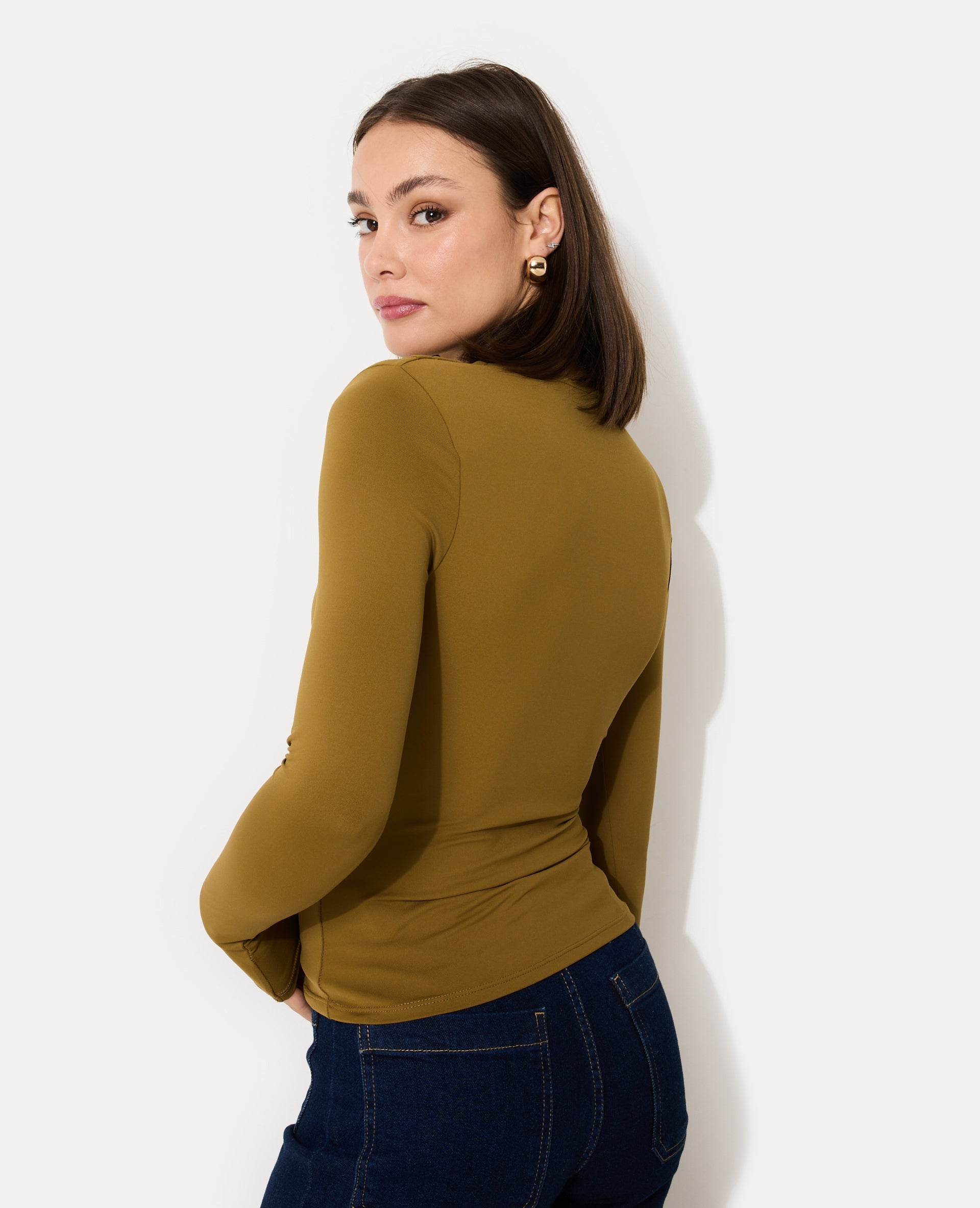 T-shirt manches longues avec épaulettes et pinces