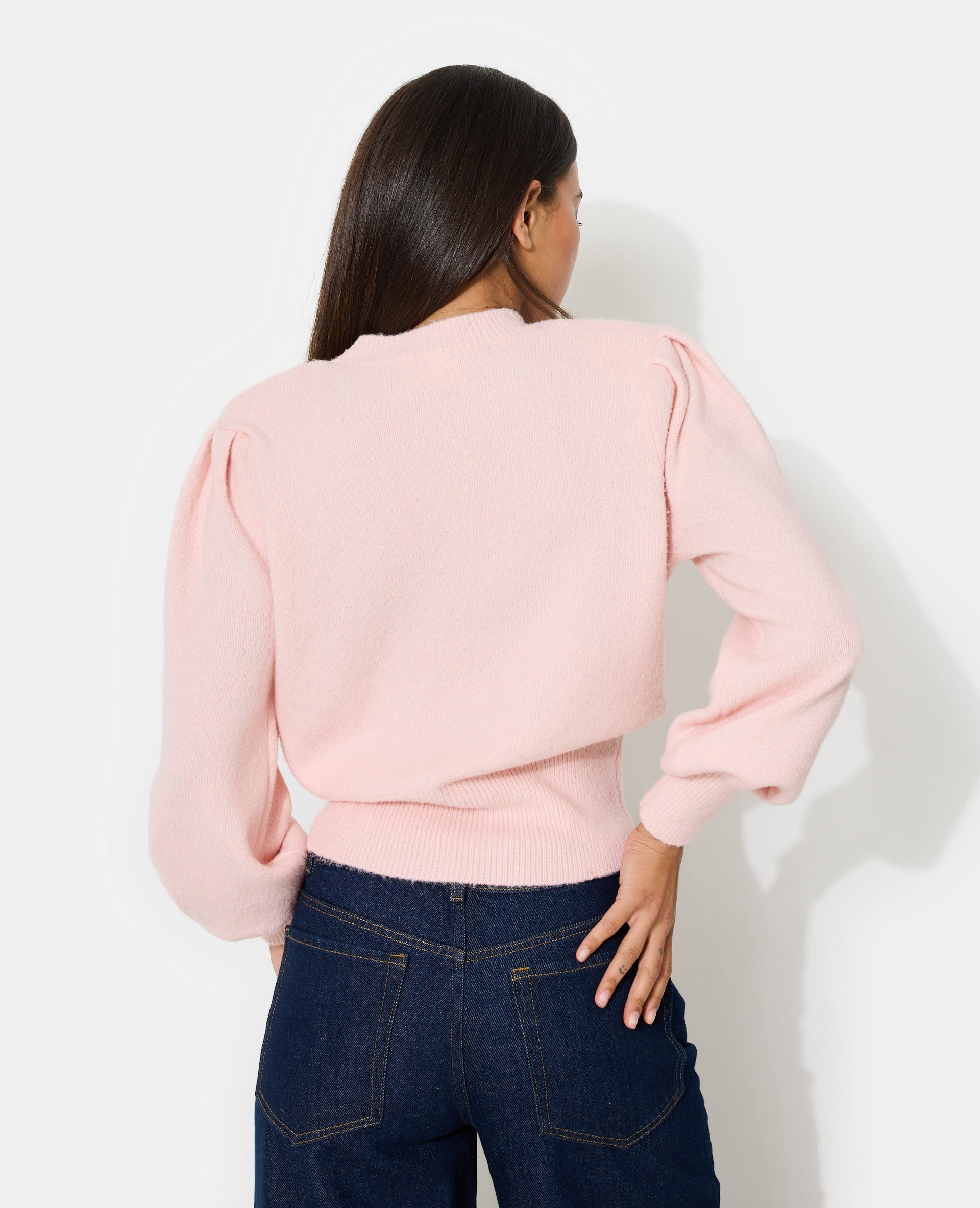 Pull en maille avec épaulettes et manches ballons
