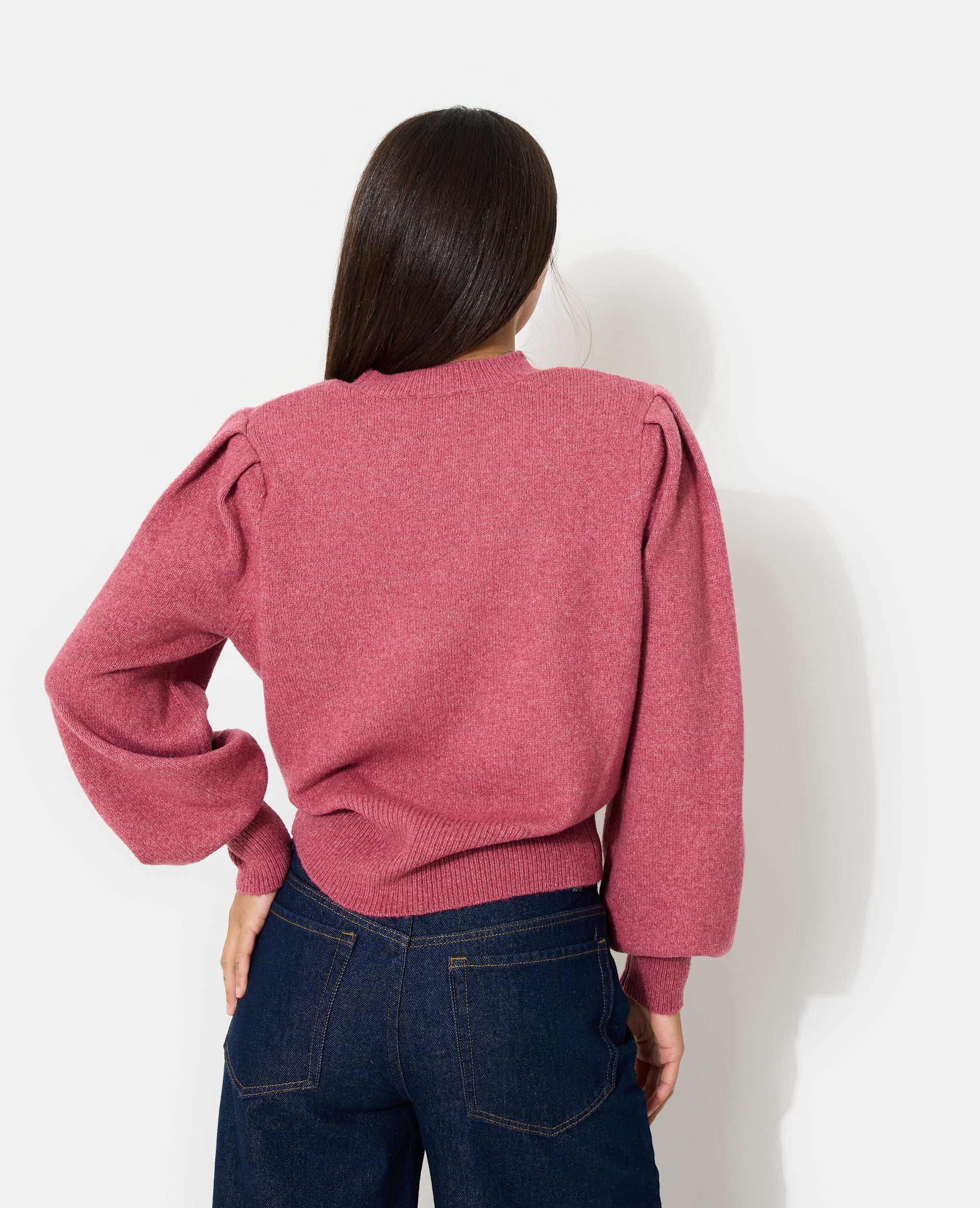 Pull en maille avec épaulettes et manches ballons