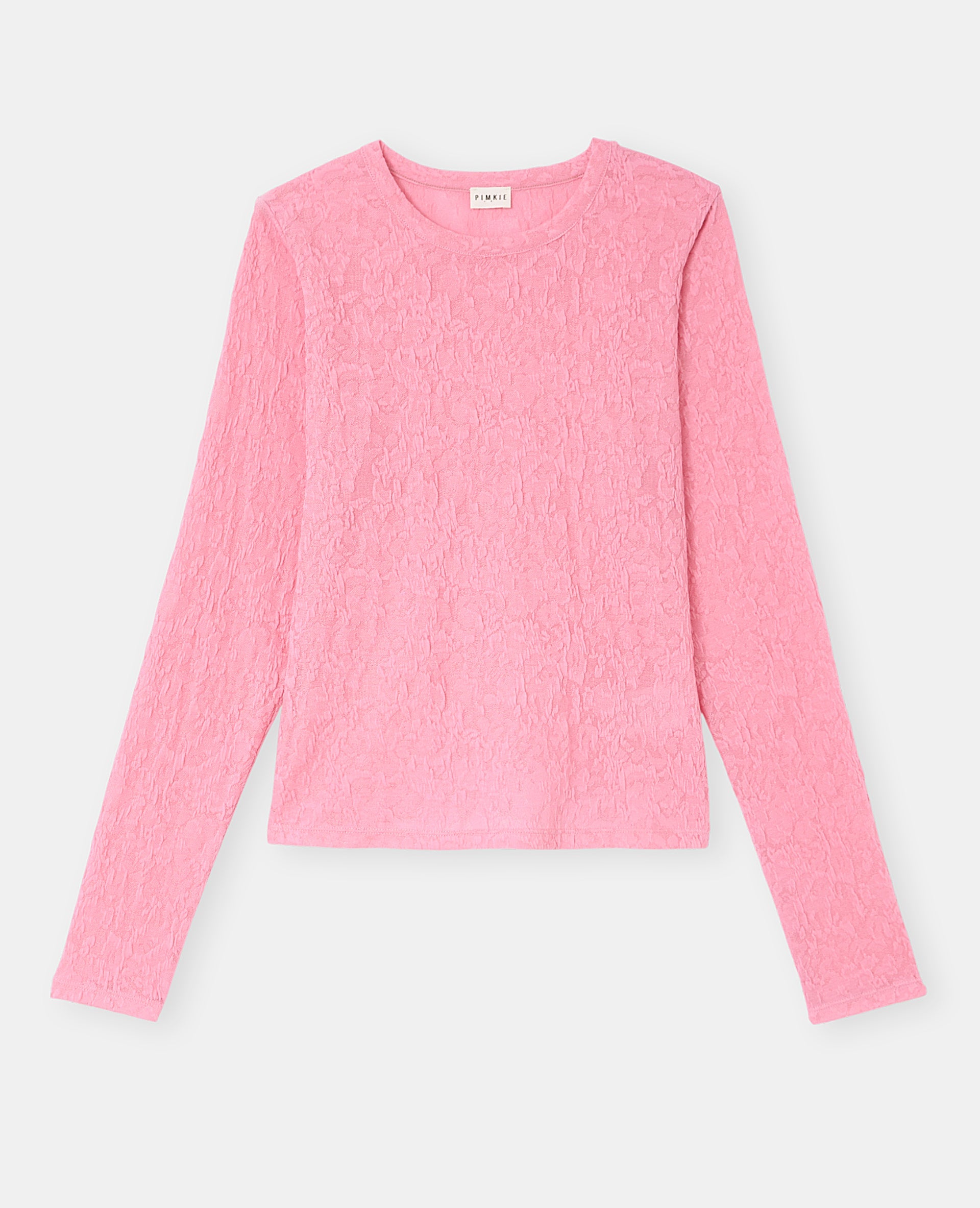 T-shirt manches longues en jacquard effet dentelle