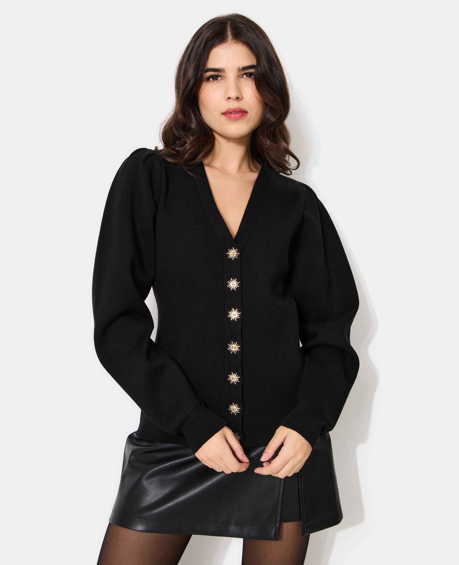 Gilet maille compacte avec boutons soleil